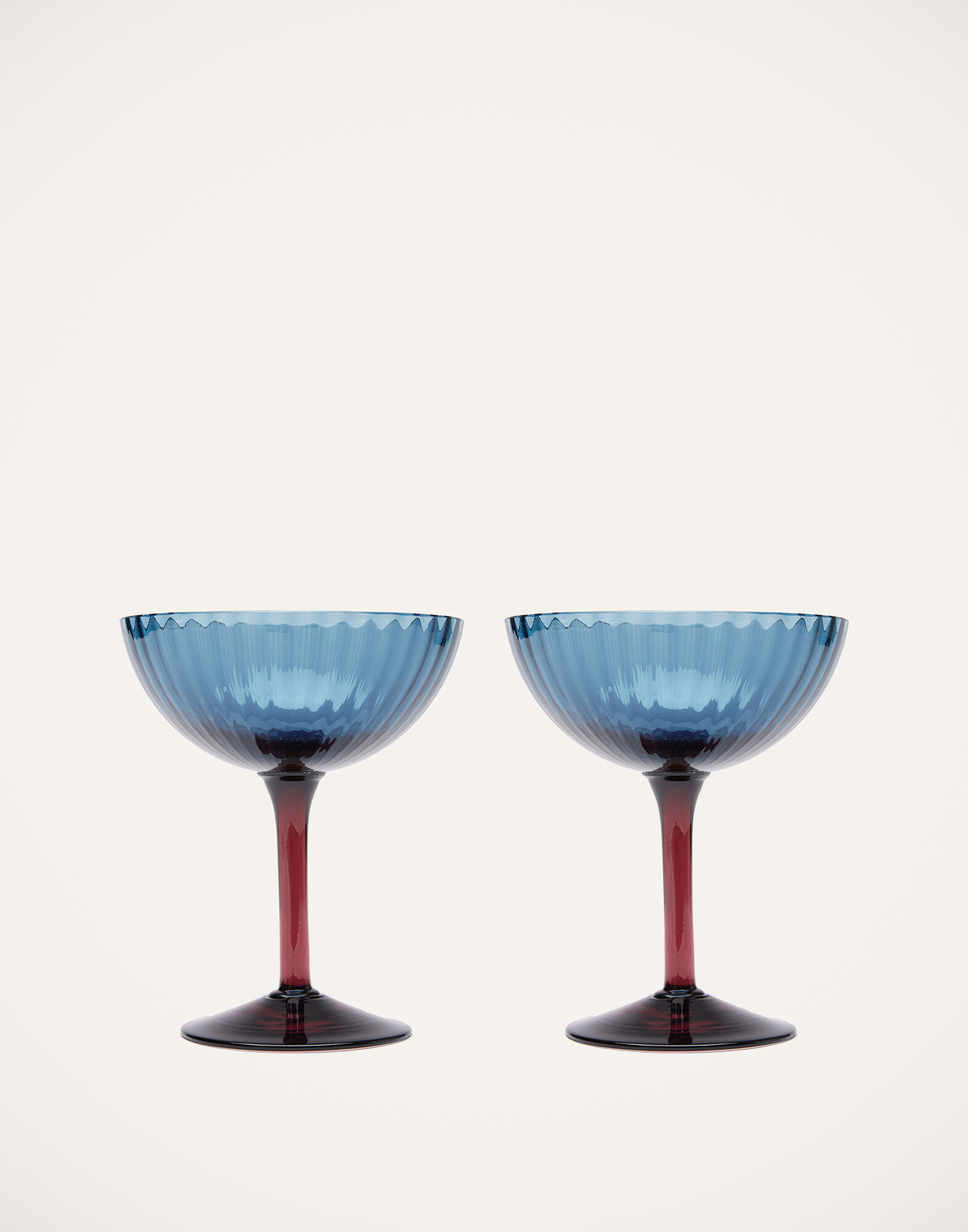La DoubleJ Champagne Coupe Set of 2 Blu Fum&eacute; GLA0012MUR001BLU0007