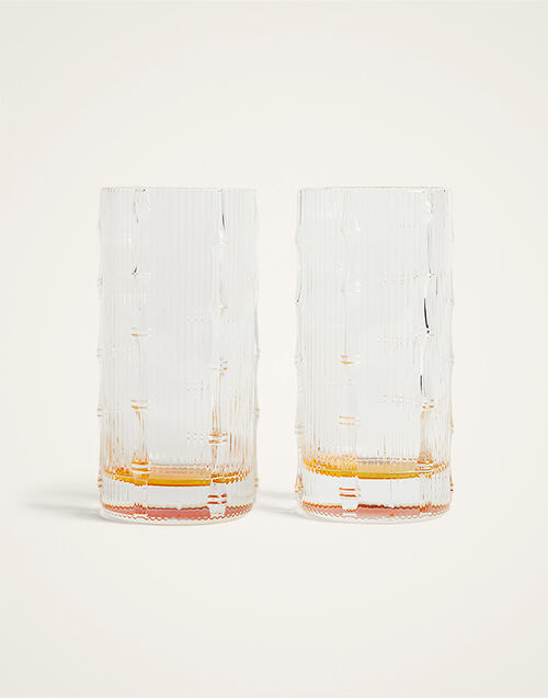 La DoubleJ Bamboo Highball Set Of 2 Solid Amber GLA0053GLS002SOLIDYE10