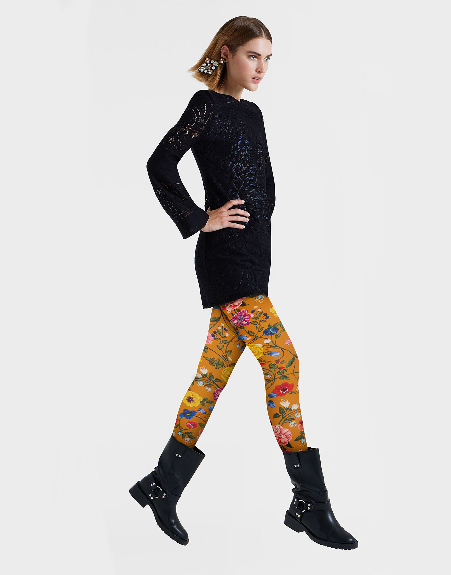 La DoubleJ Printed Tights Botticelli Rust SOC0013NYL008CEL01OR04