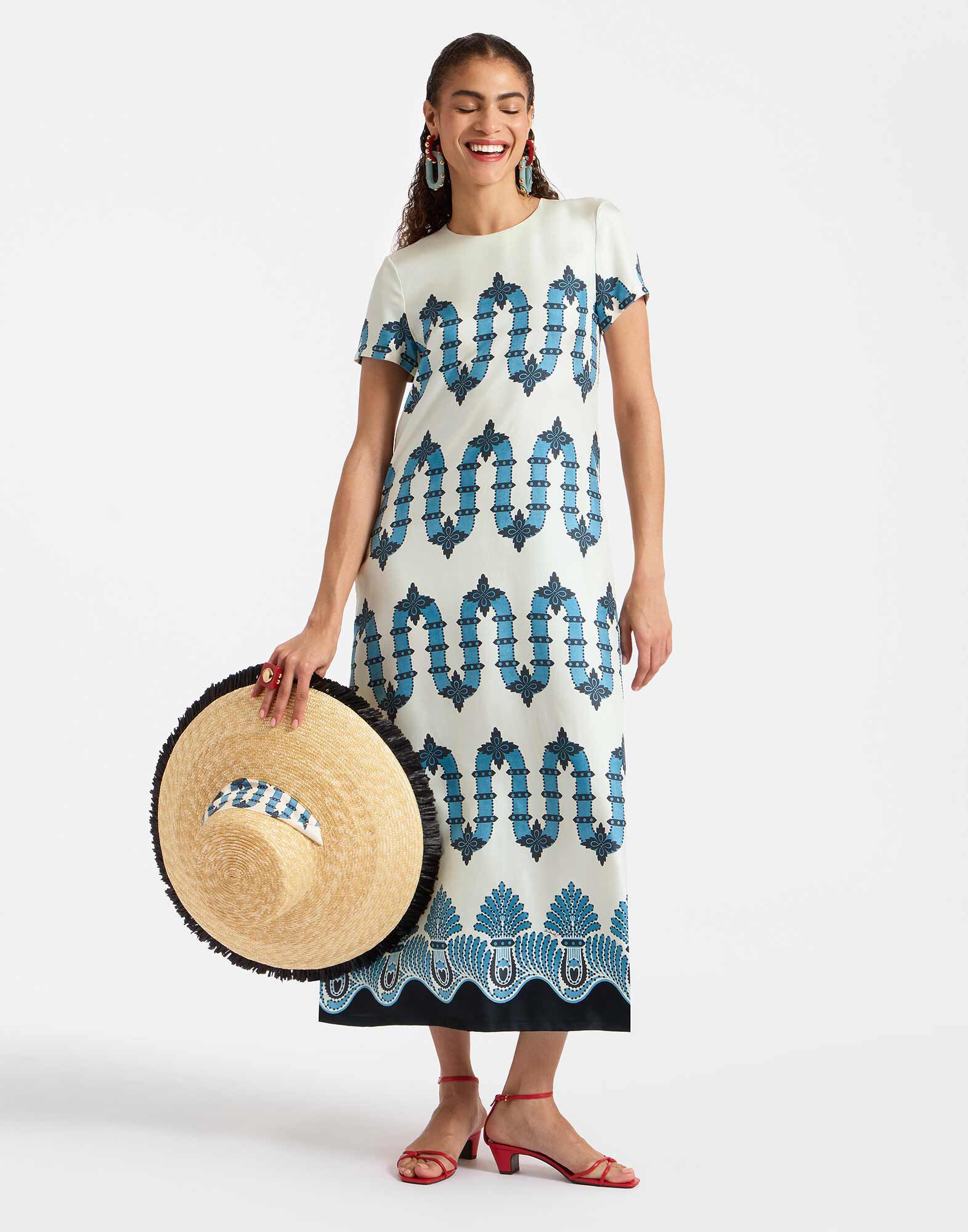 La DoubleJ Swing Dress Scirocco Plac&eacute;e Ivory DRE0001SIL001SCI03WH04