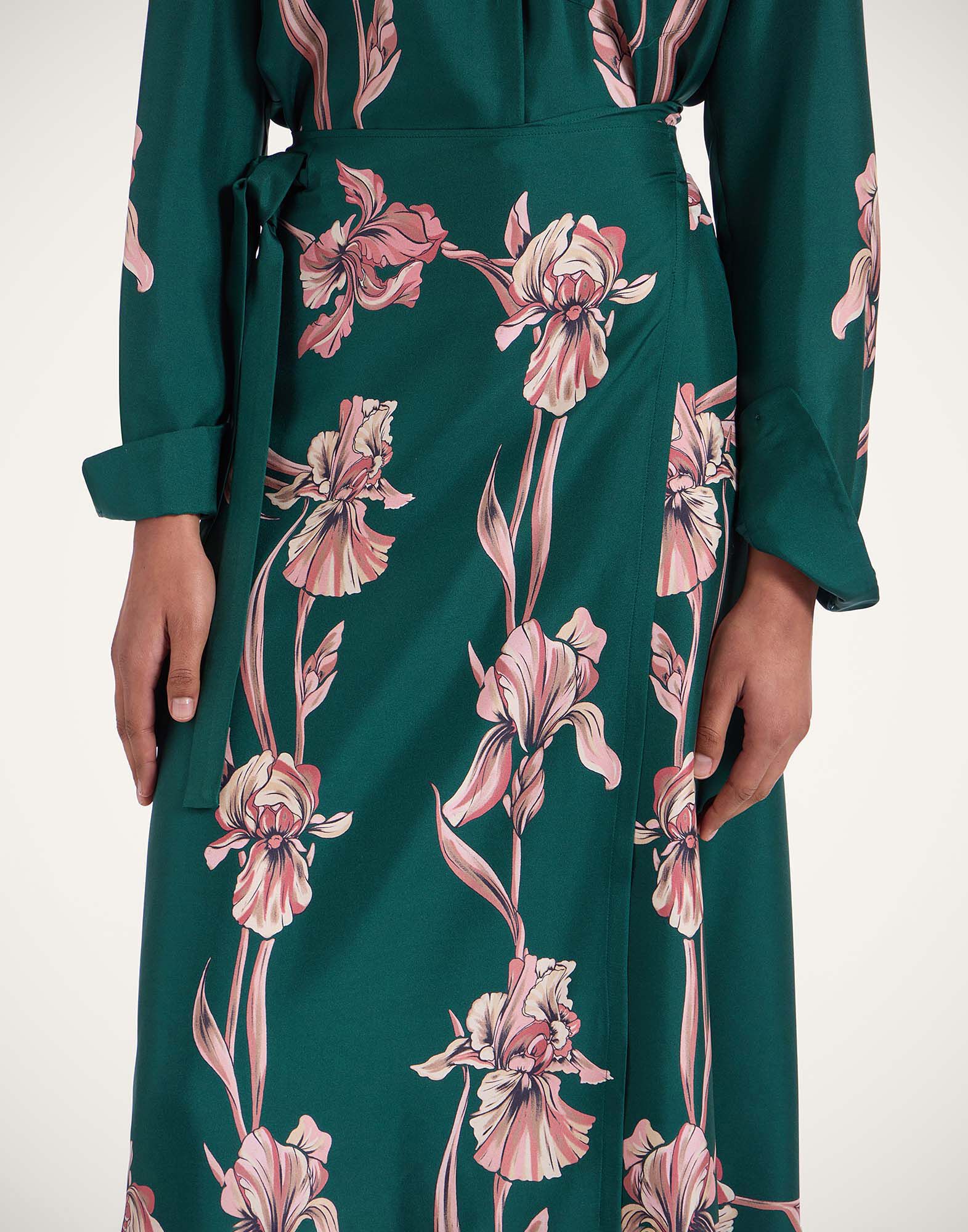 La DoubleJ Sarong Skirt Iris Plac&eacute;e Dark Green SKI0122SIL006IRS07GR03