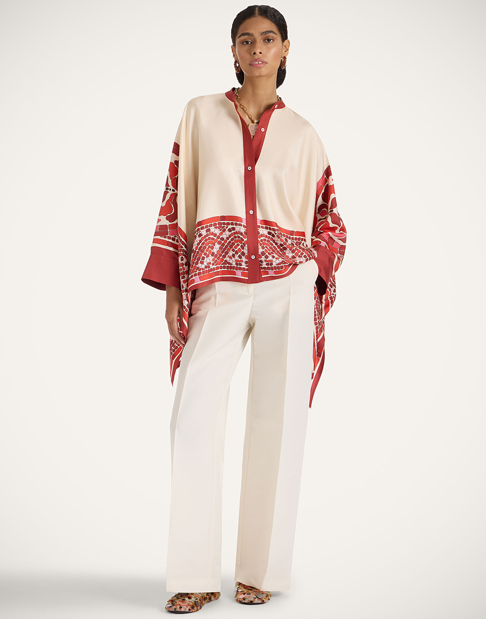 La DoubleJ Foulard Shirt Cobra Plac&eacute;e Red SHI0059SIL006COB01RE01