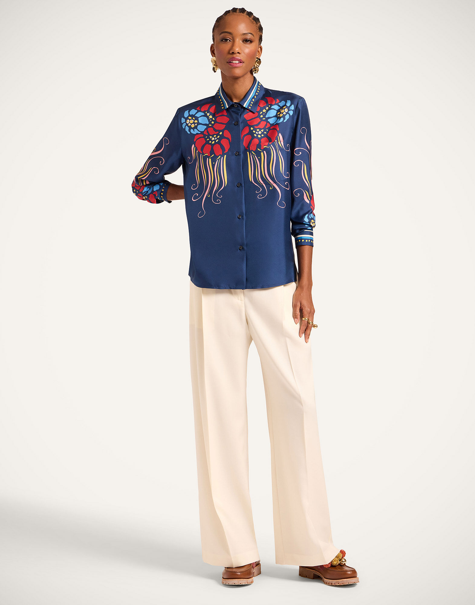 La DoubleJ Boy Shirt Lemuria Plac&eacute;e Navy SHI0040SIL006LEM02BU06