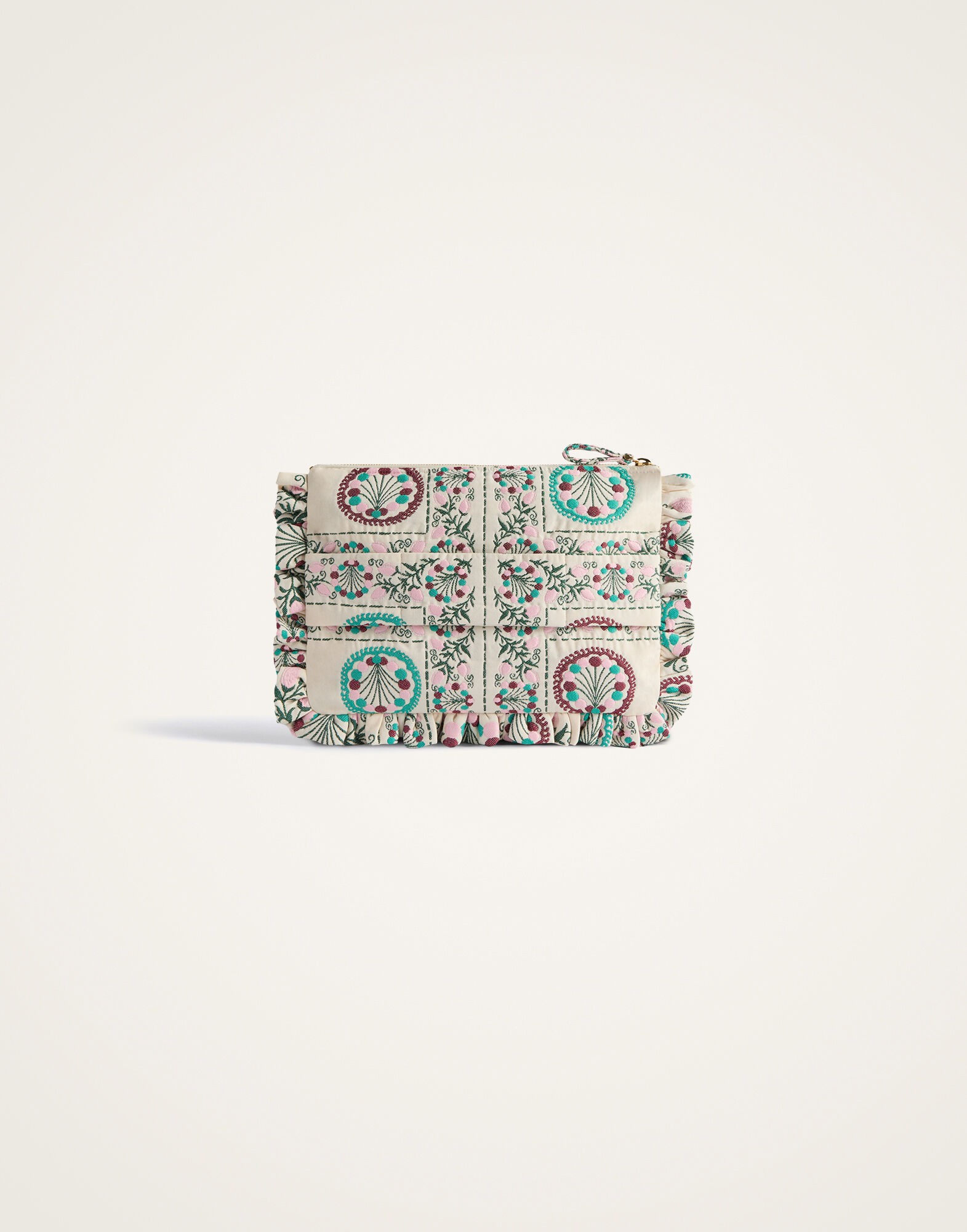 La DoubleJ Hand Pochette Florette Tiles Ecru BAG0059JCQ137FLO09BR05