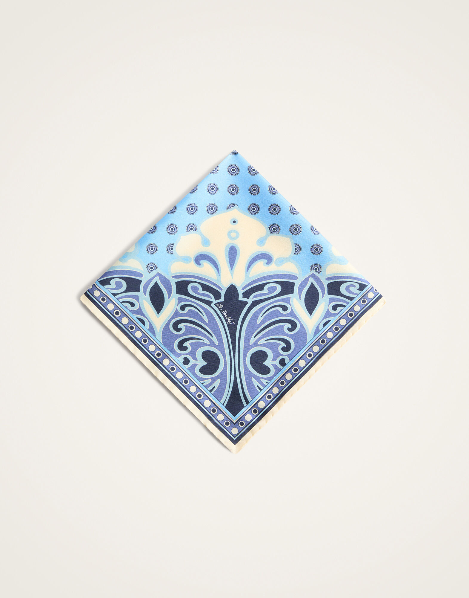La DoubleJ Foulard 45 Cocoon Plac&eacute;e Blue SCA0065SIL006COC02BU03
