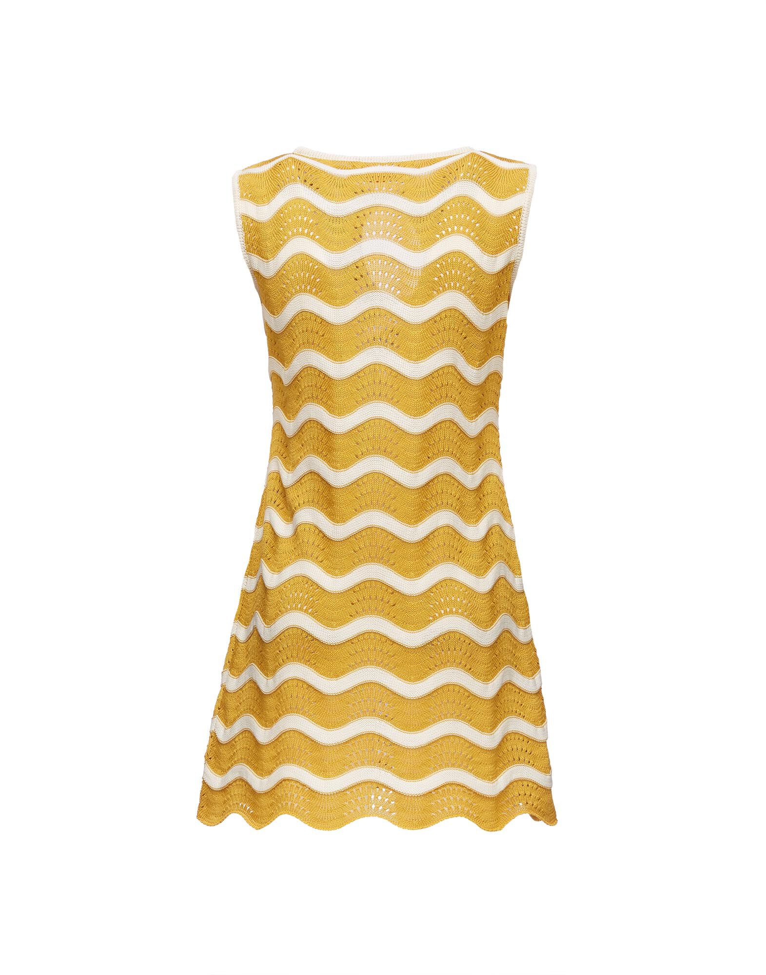 La DoubleJ Wavy Mini Dress Avorio / Giallo DRE0502KNI078VA159WH04