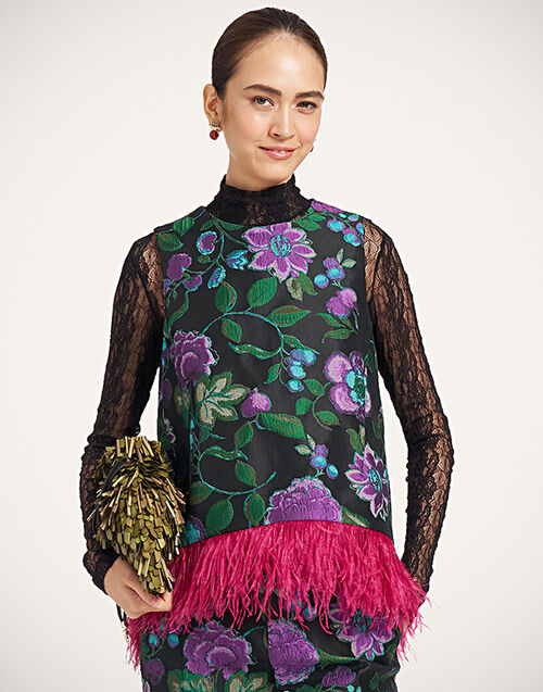 La DoubleJ La Scala Top Botanical Black TOP0013JCQ144BOT01BL01