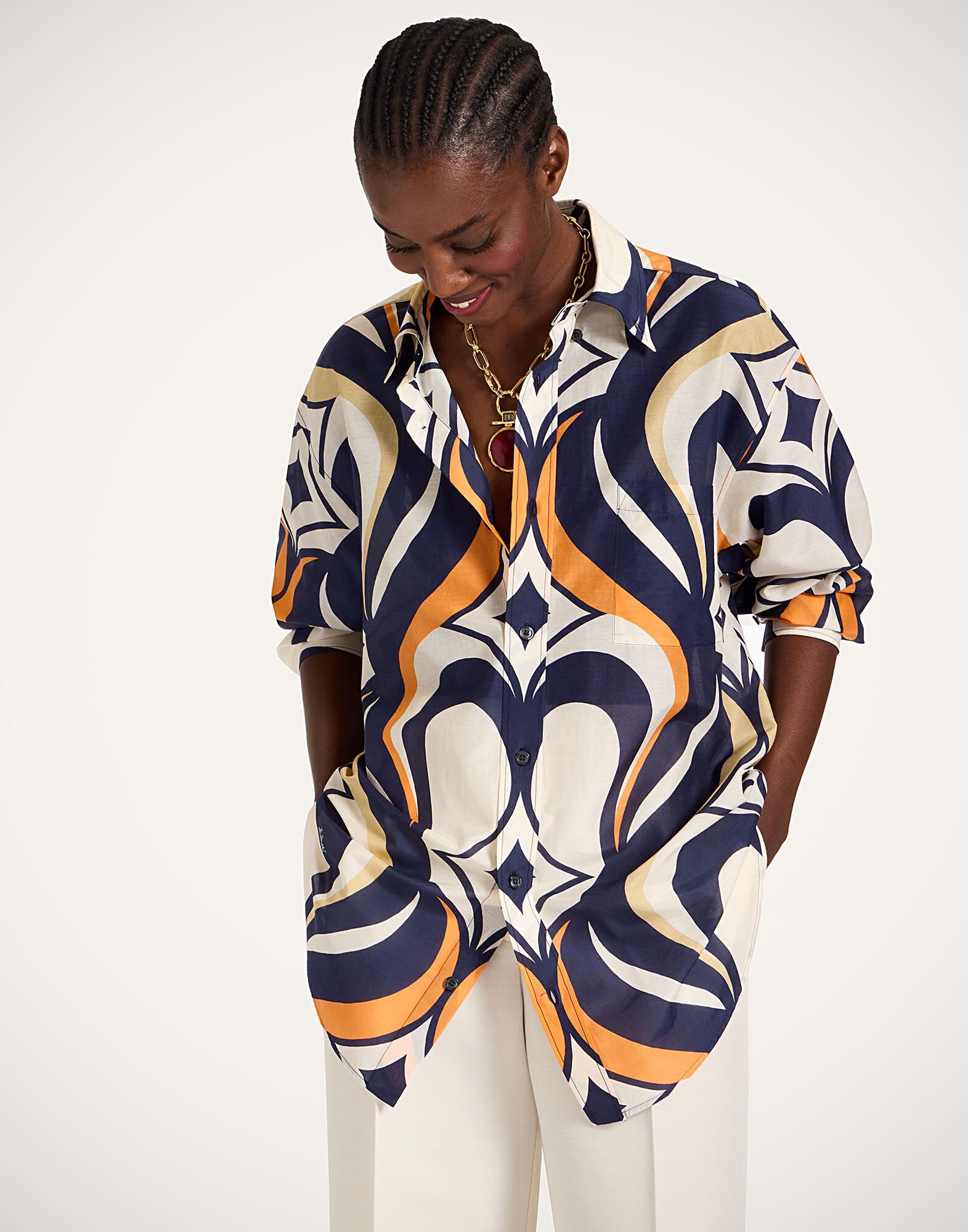 La DoubleJ Better Than Your Boyfriend's Shirt Jive Macro White SHI0133SIL010JIV04WH01