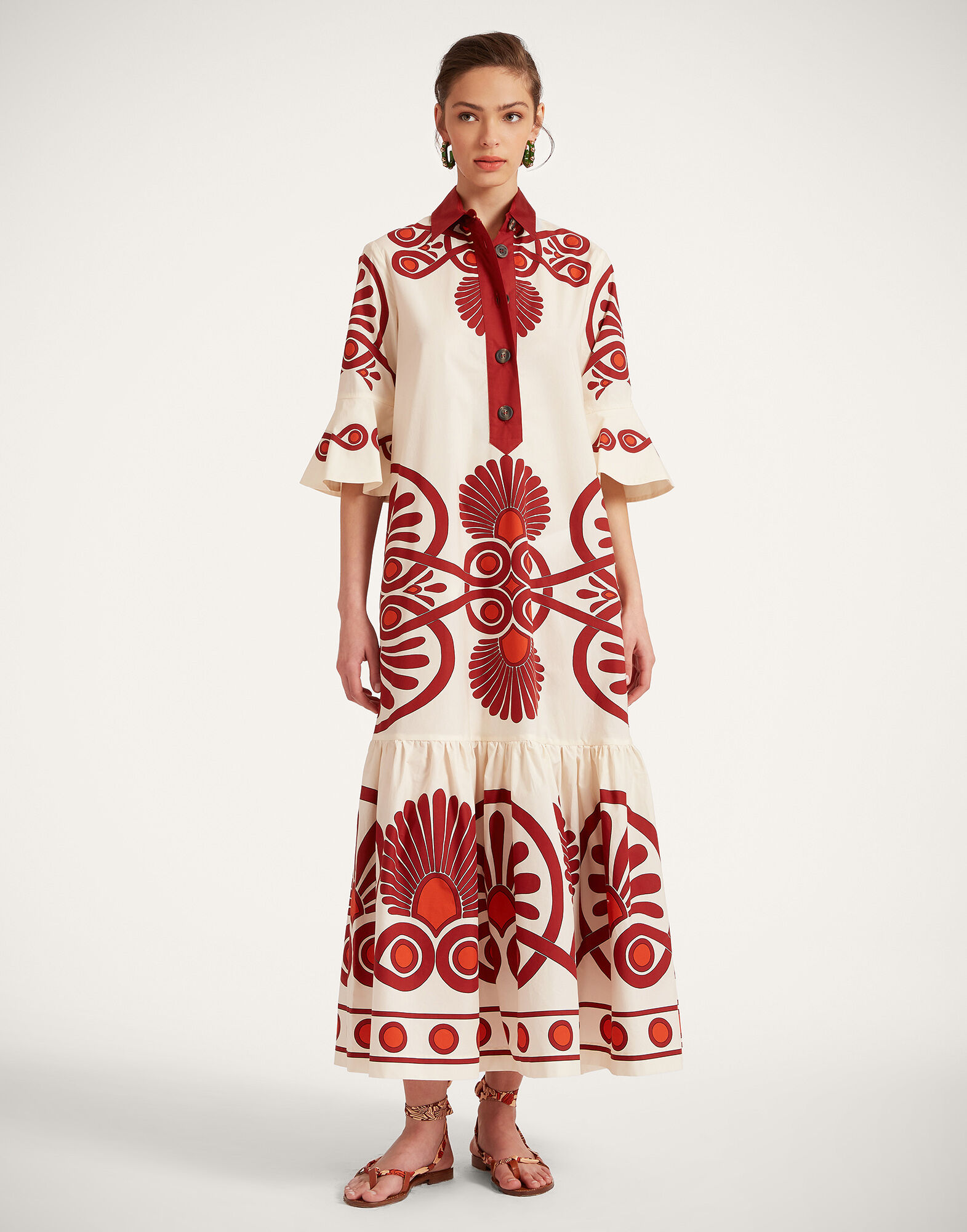 La DoubleJ Artemis Dress Medallion Plac&eacute;e Cream DRE0201COT015MED01WH03