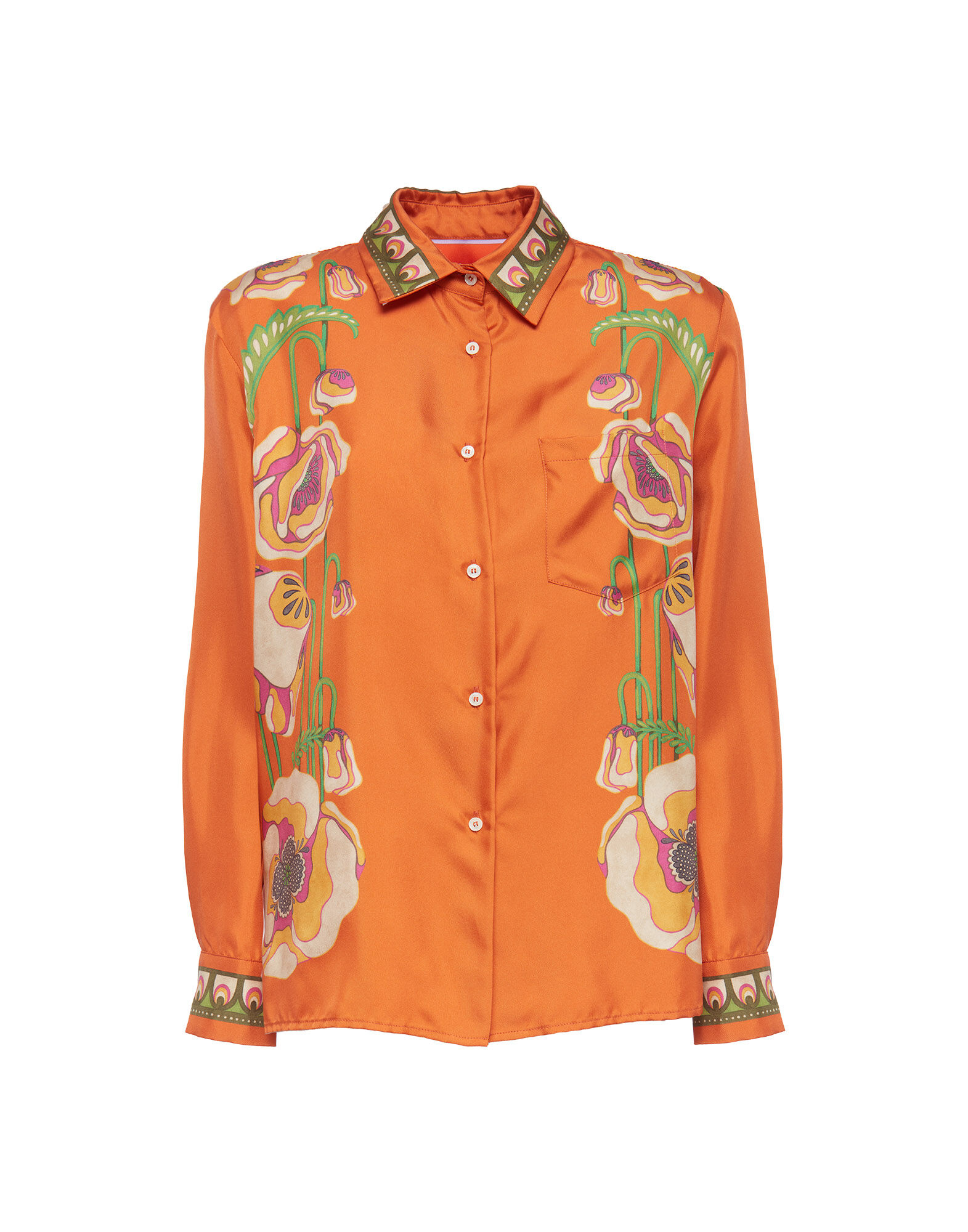 La DoubleJ Boy Shirt Poppies Orange Plac&eacute;e SHI0040SIL006PPP0005