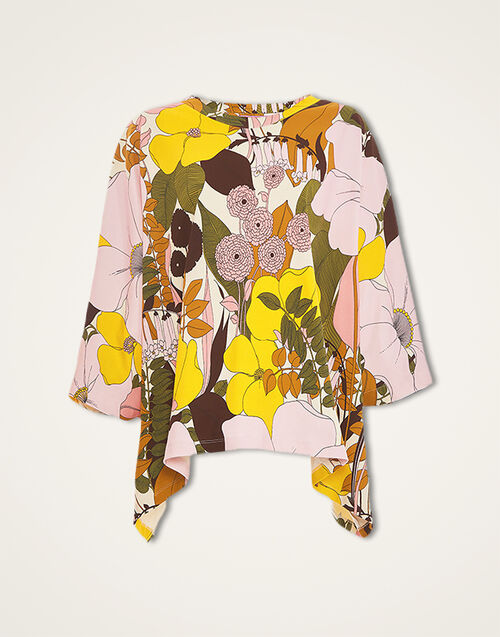 La DoubleJ Meditation Poncho Big Flower Rose TOP0055INT001BFL03PI01