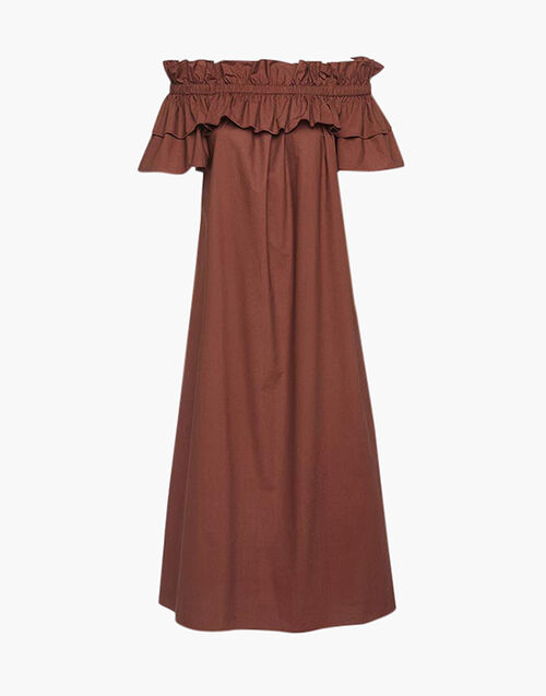 La DoubleJ Breakfast Dress Solid Brown DRE0331COT001CHO0002