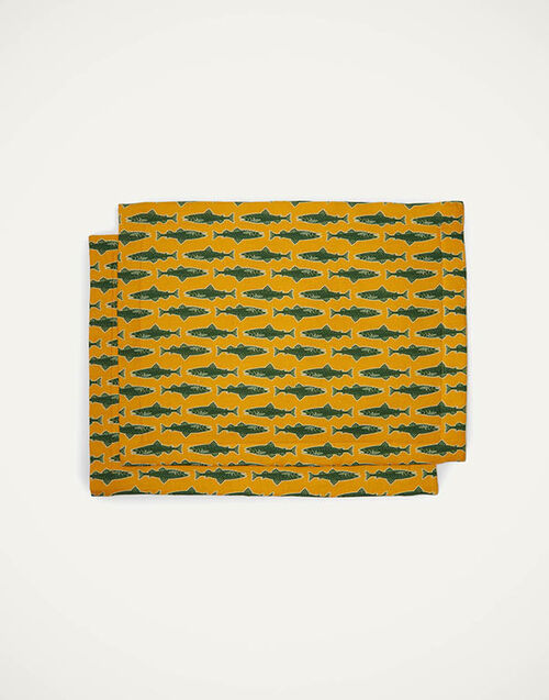 La DoubleJ Placemat Set Of 2 Como Fish Yellow TBM0001LIN005CMF0001