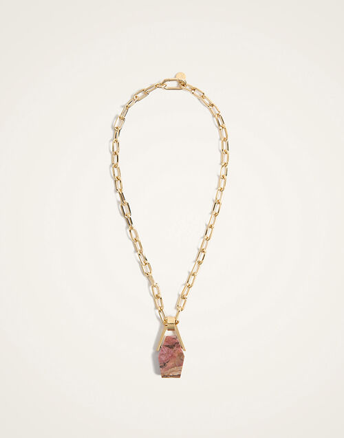 La DoubleJ Portal Necklace 24K Gold Plate & Rhodonite NEC0021BRA003RHO01YE05