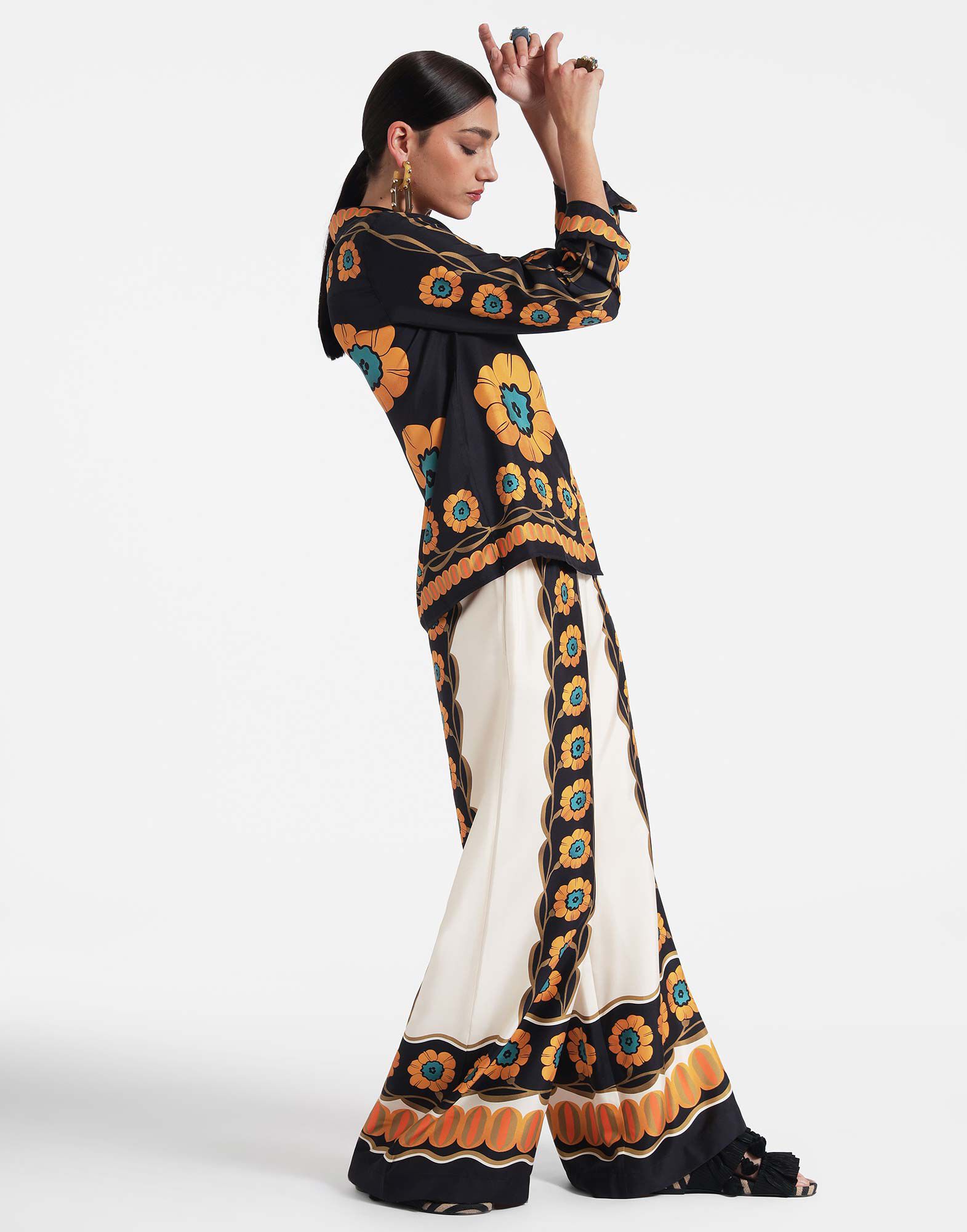 La DoubleJ Palazzo Pants Daisychain Plac&eacute;e Orange TRO0026SIL006ROP04OR02