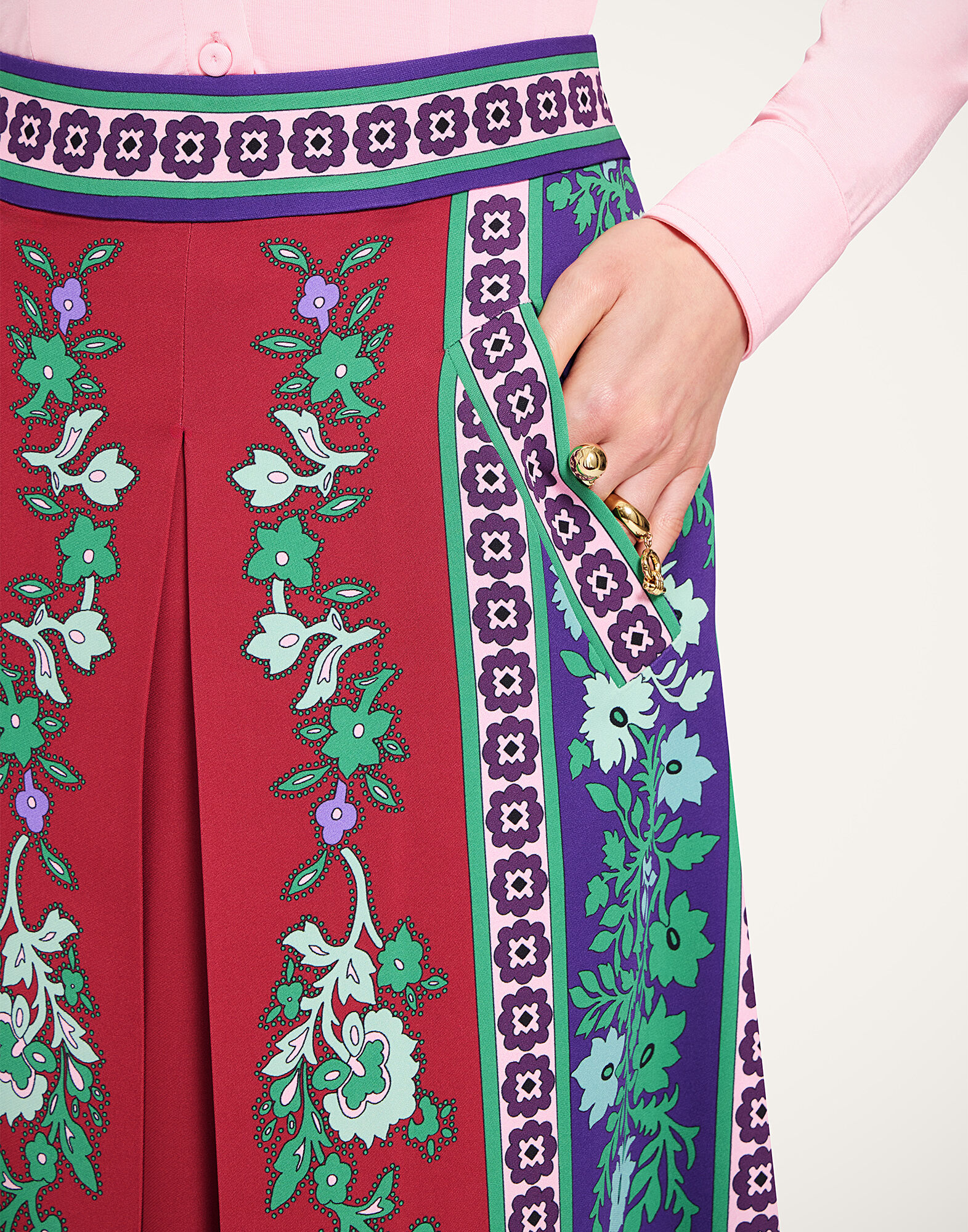 La DoubleJ Santa Monica Skirt Regalia Plac&eacute;e Red SKI0033VIS006REG02RE01