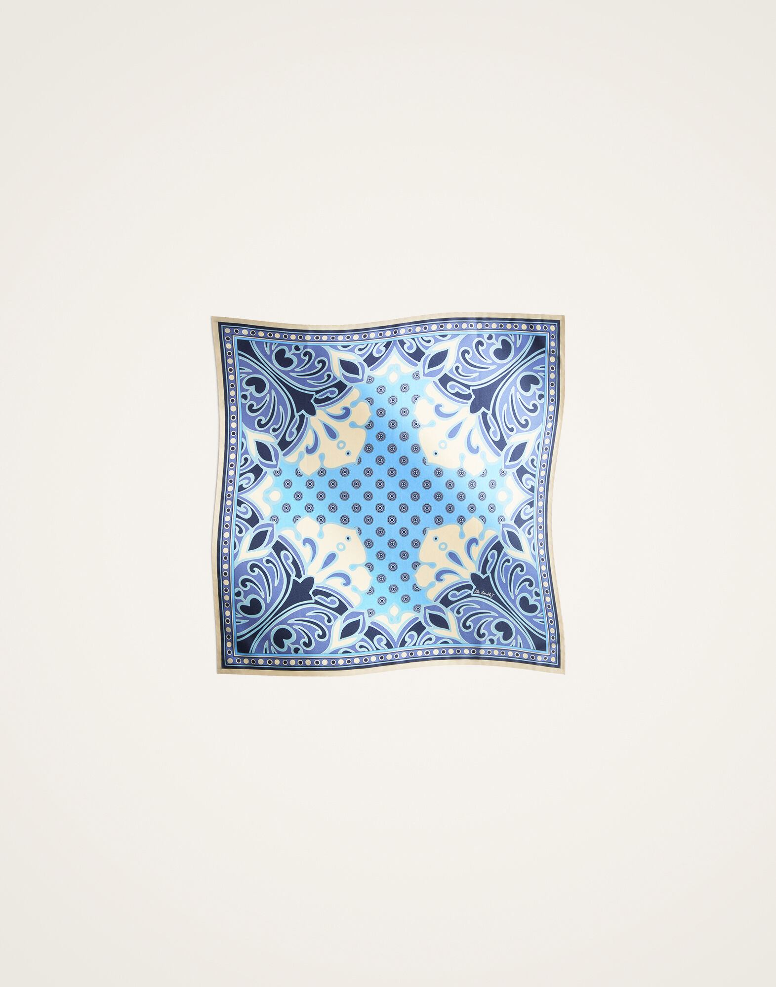 La DoubleJ Foulard 45 Cocoon Plac&eacute;e Blue SCA0065SIL006COC02BU03