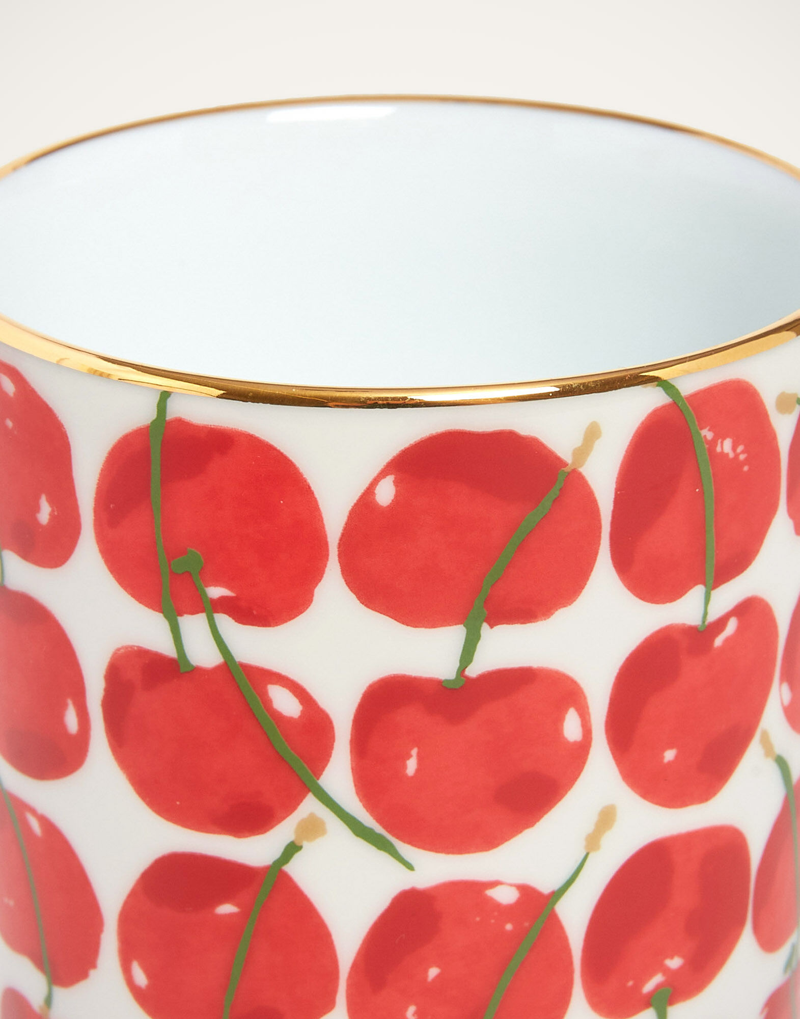 La DoubleJ Decorative Cup Cherries Ivory VAS0008CER001CHY05WH04