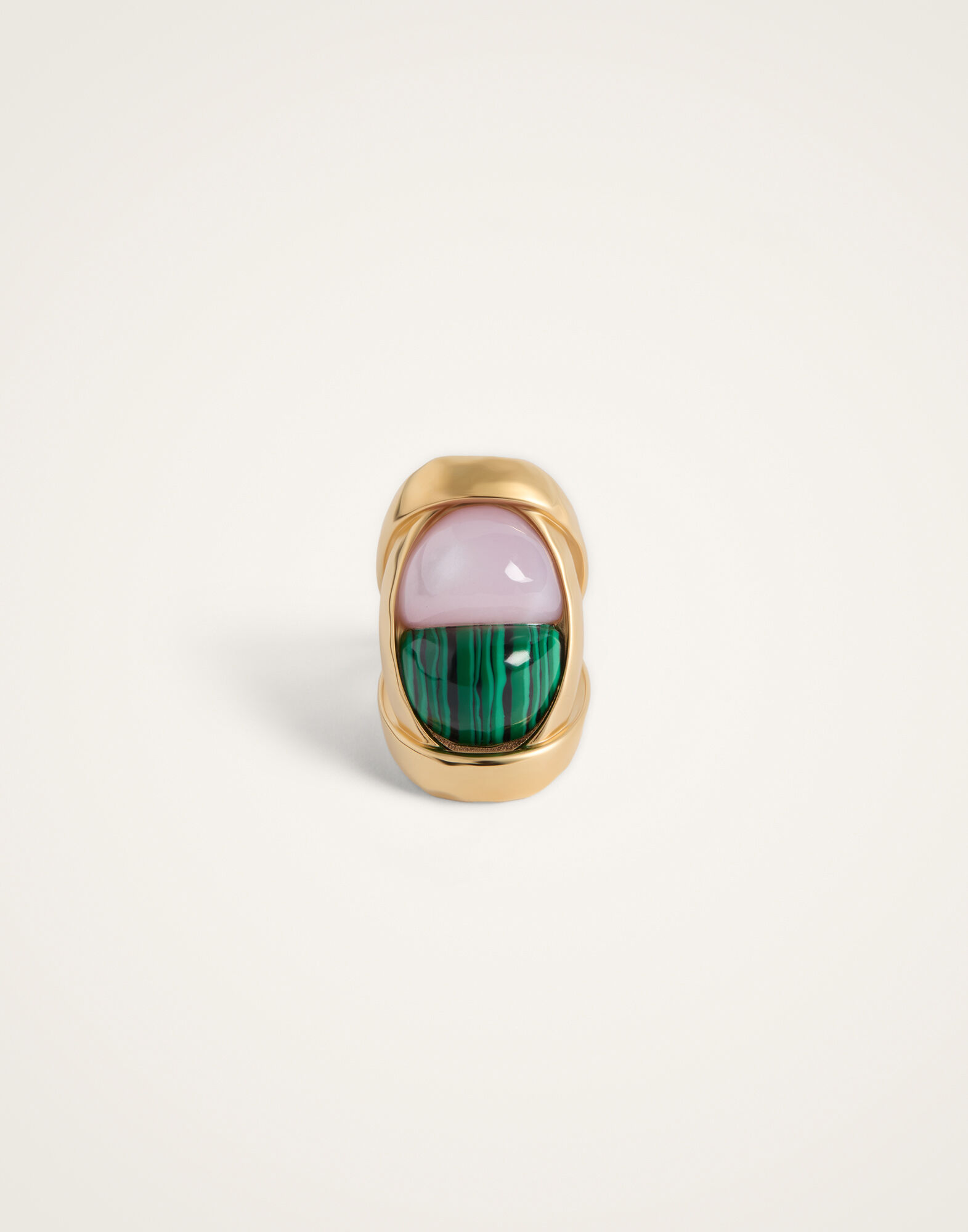La DoubleJ Spells Ring 24K Gold Plate, Malachite, And Pink Quartz RIN0019BRA003VA537YE05