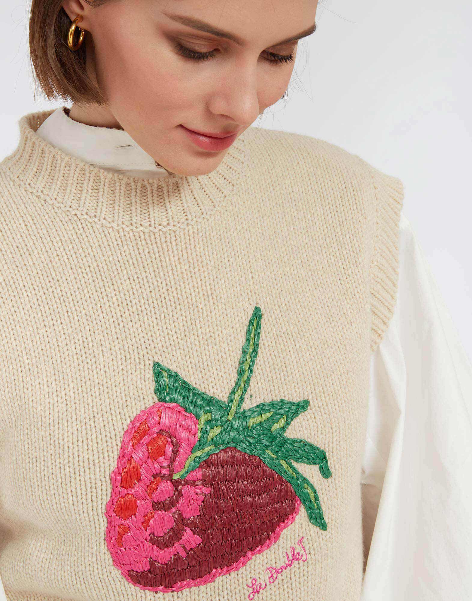 La DoubleJ Lampone Vest Beige PUL0178KNI093VA202WH04