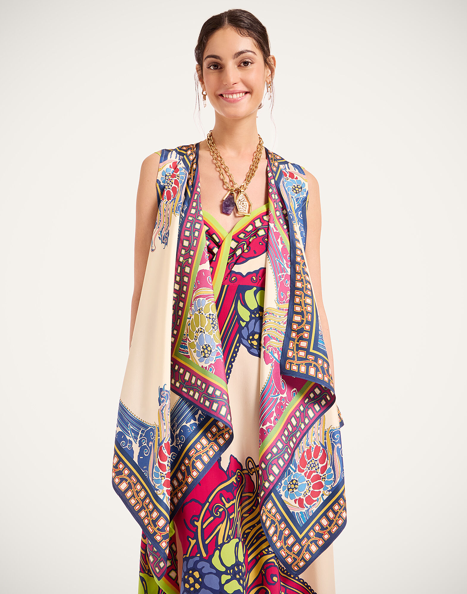 La DoubleJ Scarf Gilet Lemuria Plac&eacute;e Blue SCA0100SIL006LEM02BU03