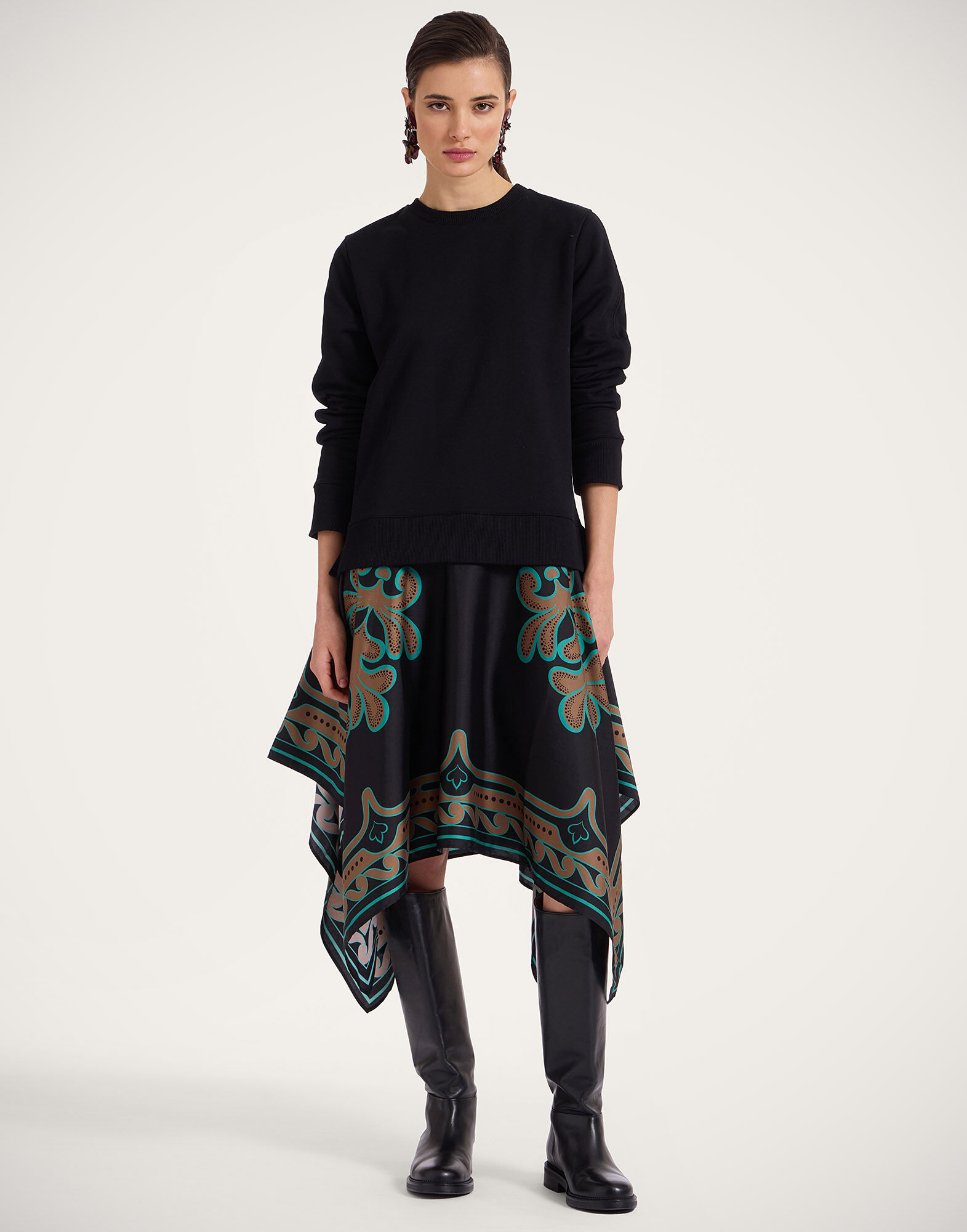 La DoubleJ Sporty Foulard Dress Herald Plac&eacute;e Black DRE0639JER040ALD02BL01