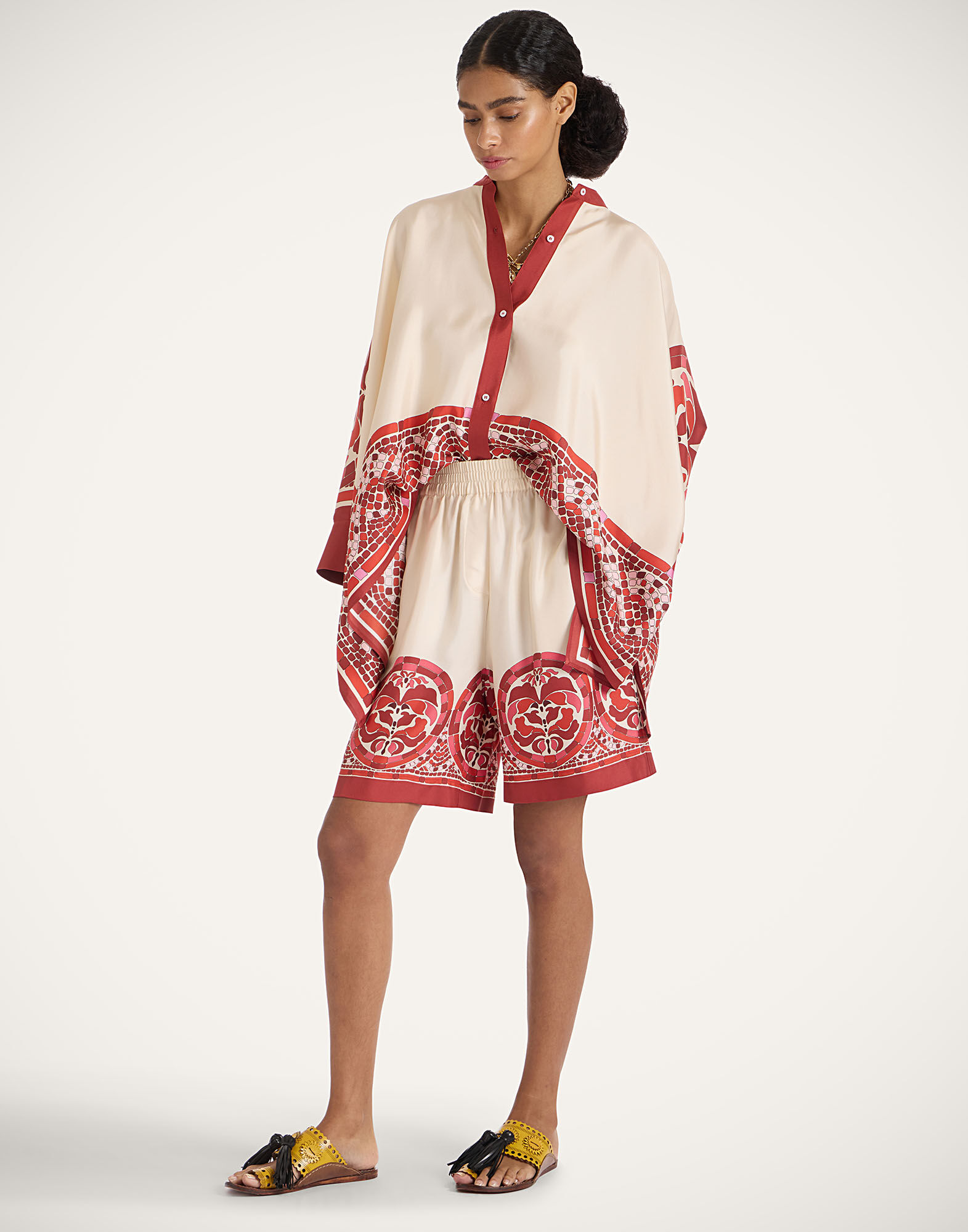 La DoubleJ Foulard Shirt Cobra Plac&eacute;e Red SHI0059SIL006COB01RE01