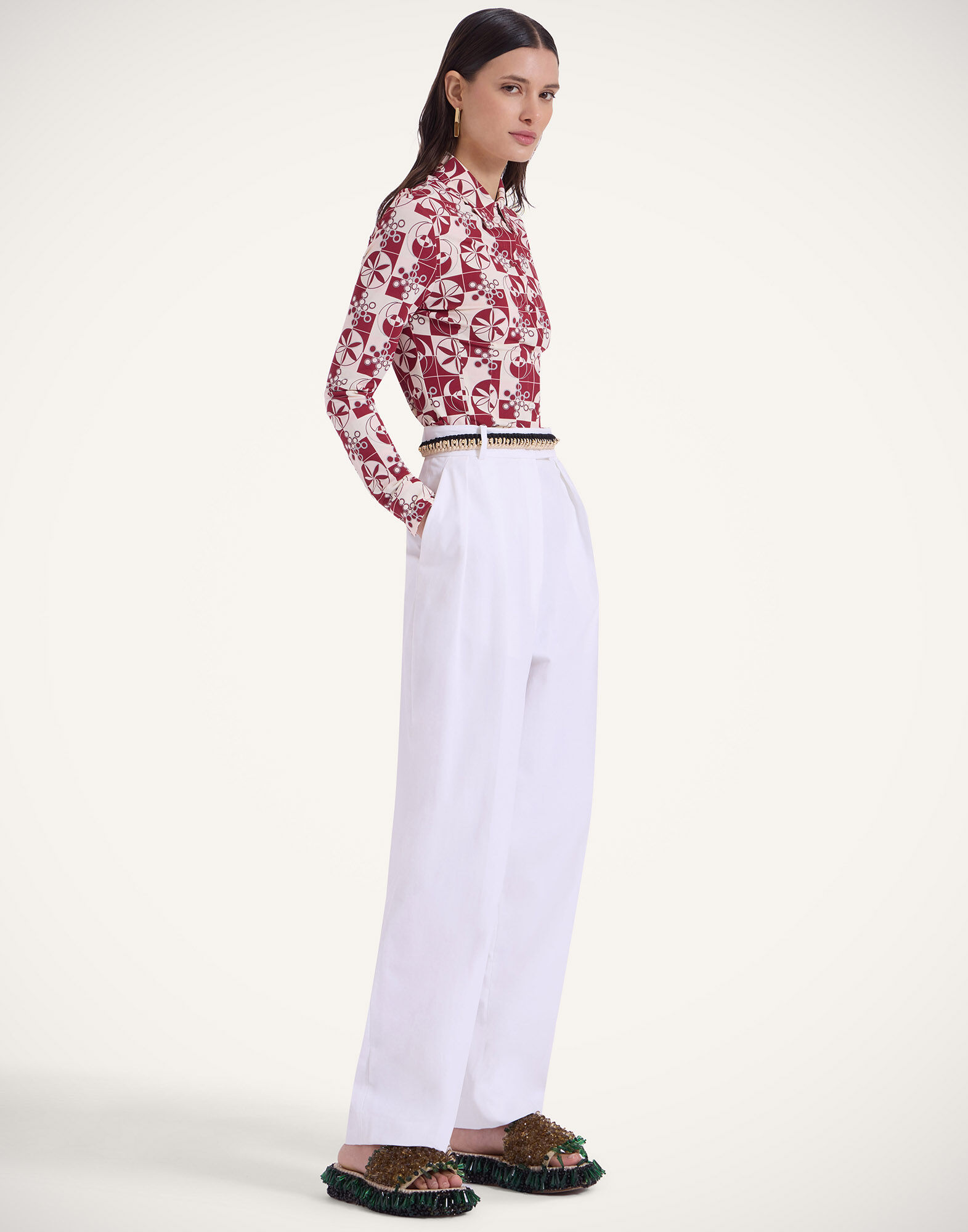 La DoubleJ Fitted Shirt Eclipse Burgundy SHI0116JER027ECL01RE02