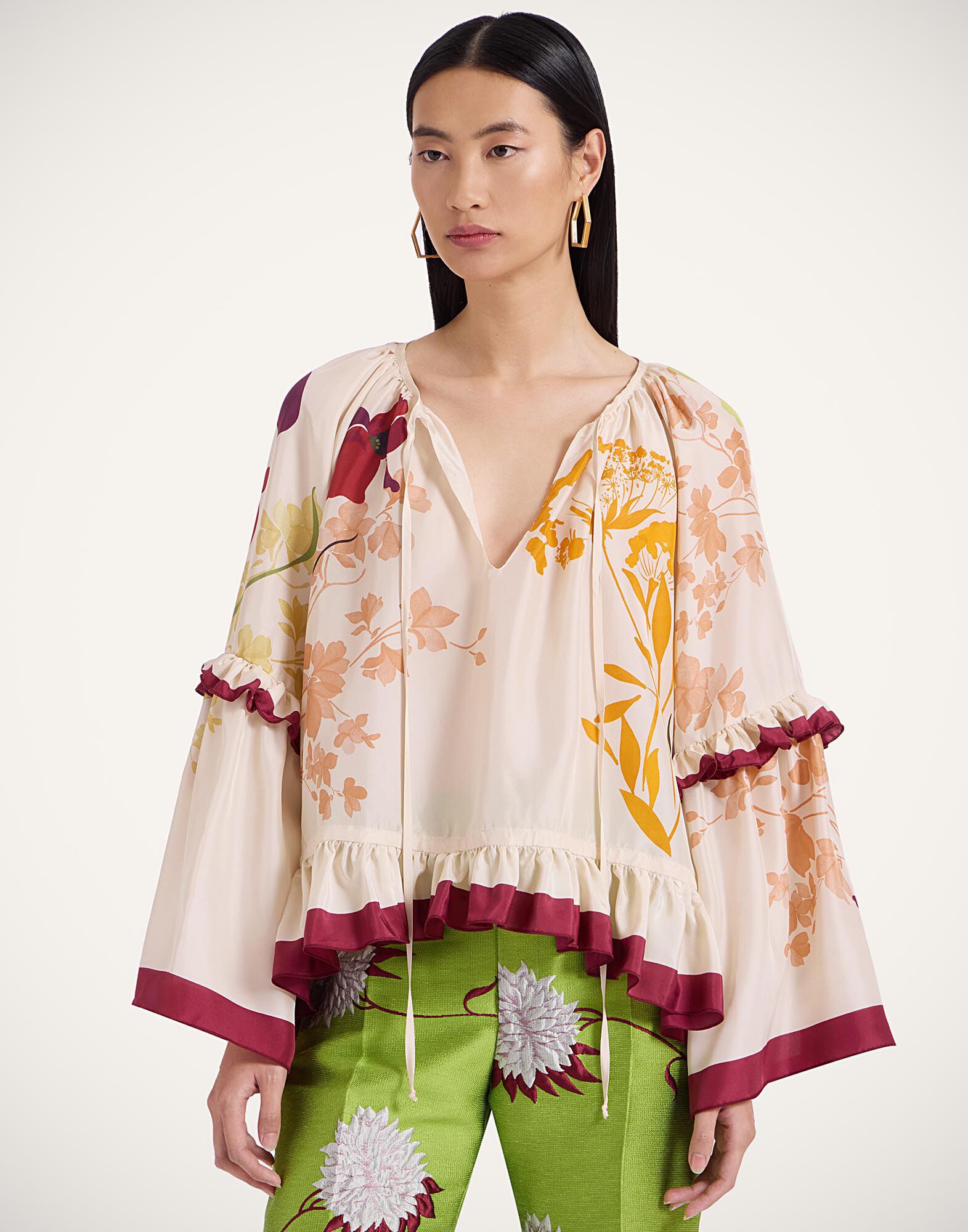 La DoubleJ Boho Blouse Corsage Plac&eacute;e Ivory TOP0132SIL009CRS01WH04