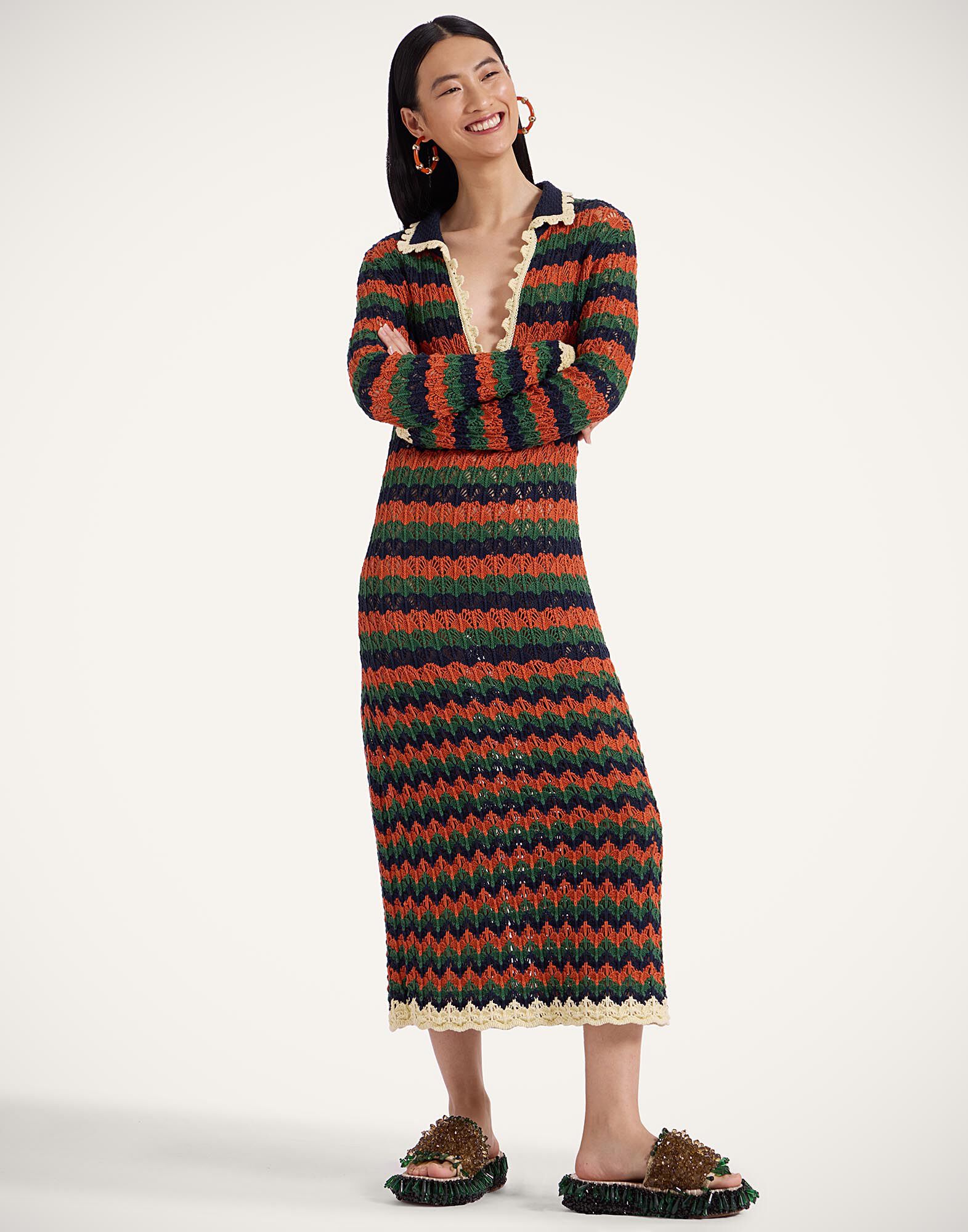 La DoubleJ Perry Knit Dress Multicolor Rust & Military DRE0877KNI149VA337MU01