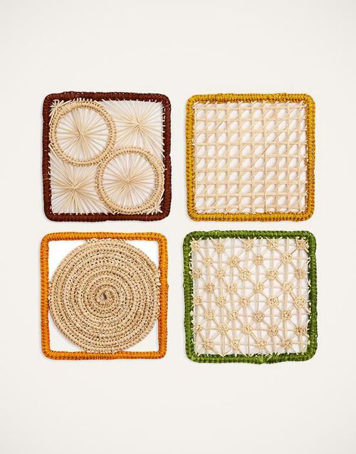 La DoubleJ Raffia Coaster Set Of 4 Mixed CST0002RAF007MIX0004