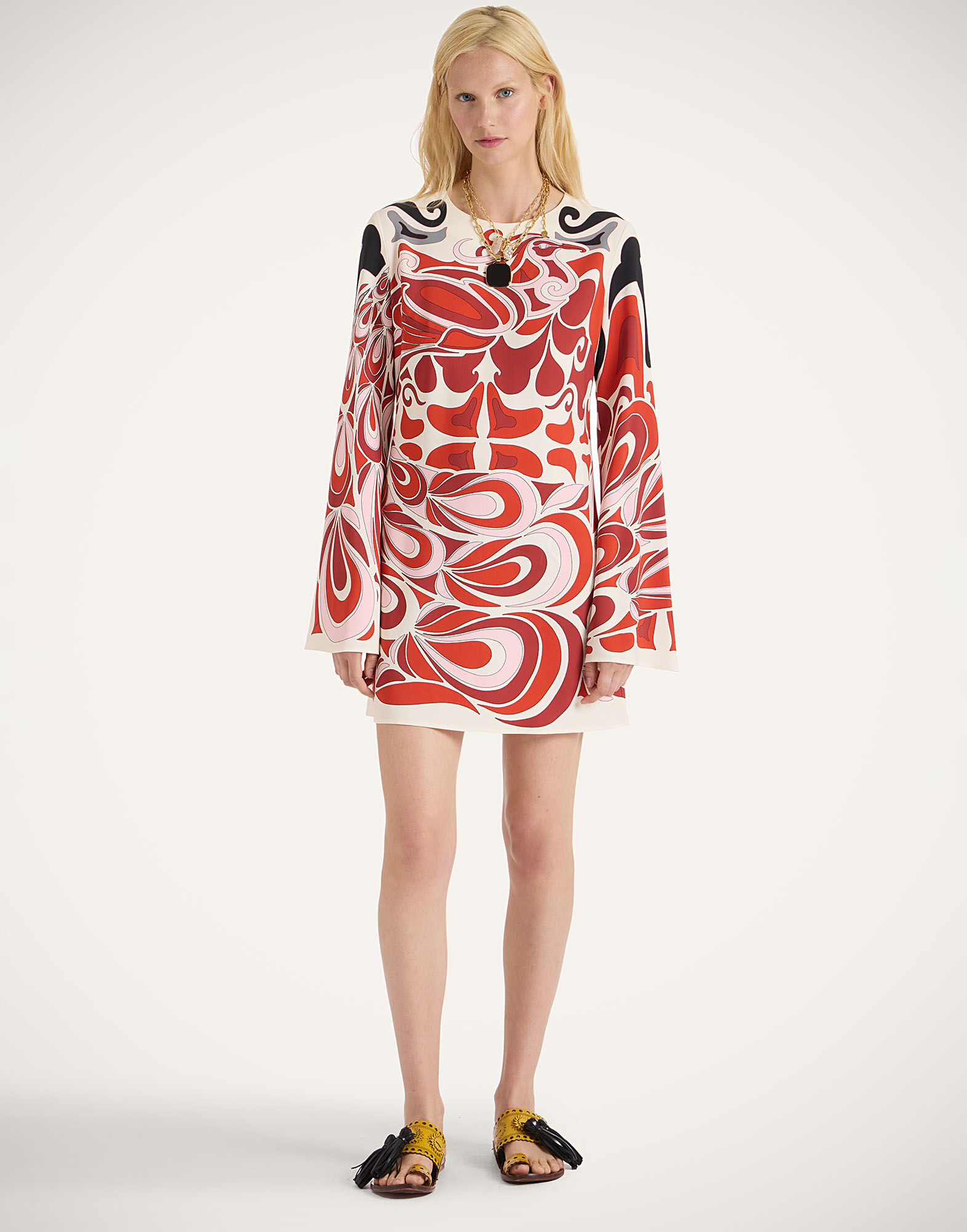 La DoubleJ Mini Supremes Swing Dress Phoenix Plac&eacute;e Ivory DRE0619VIS011PHO01WH04