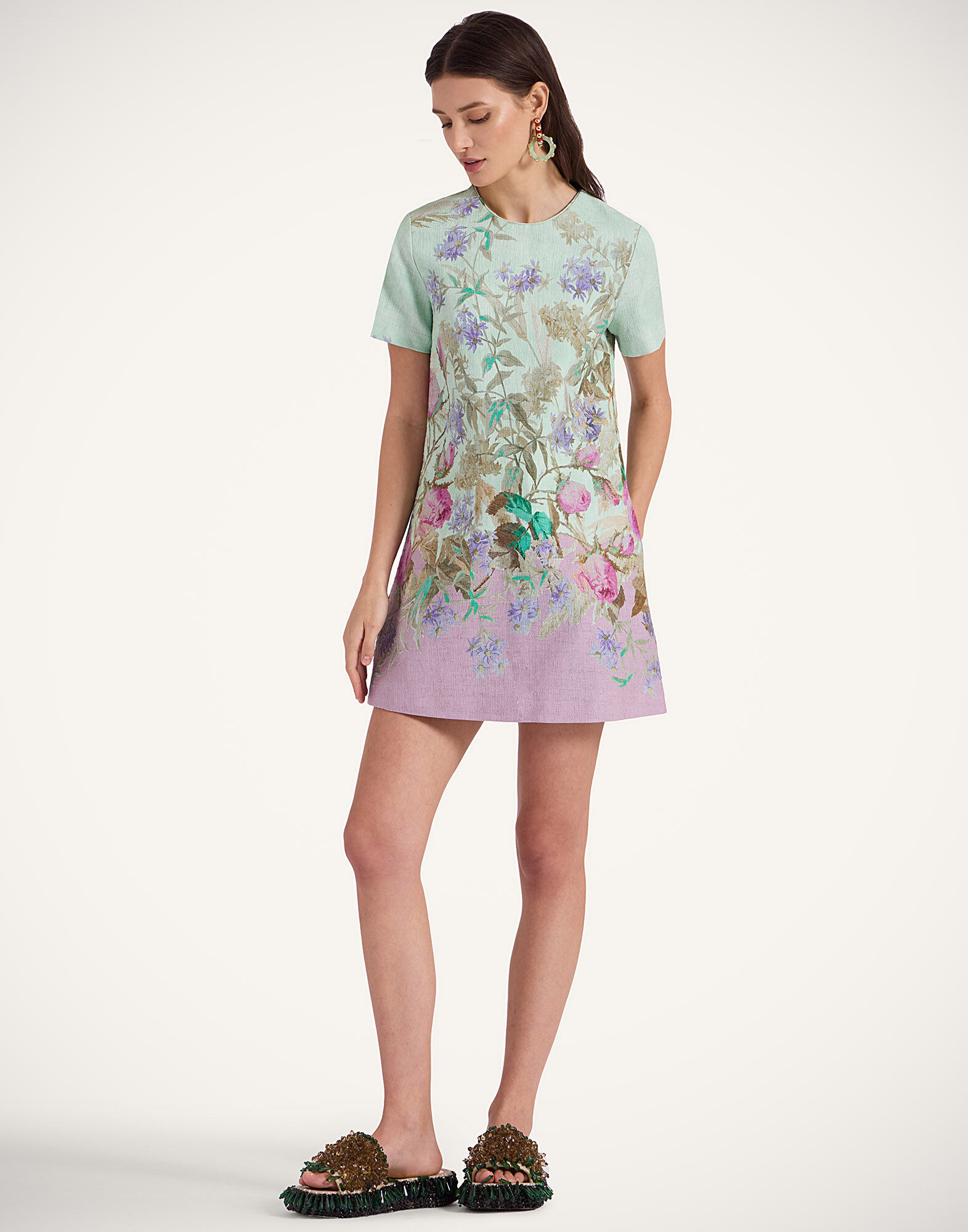 La DoubleJ Mini Swing Dress Heath Plac&eacute;e Mint DRE0658COT005HEA02GR11