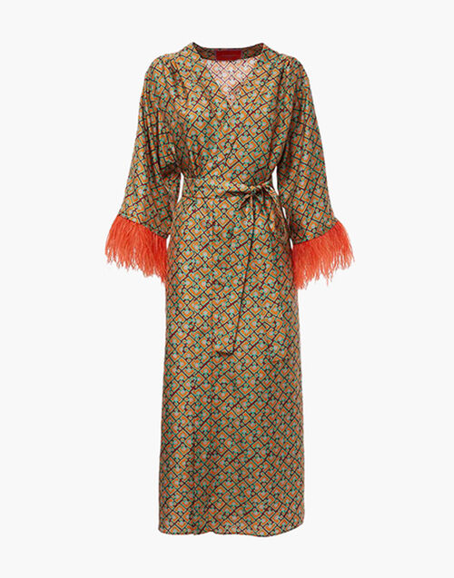 La DoubleJ Boudoir Dress (With Feathers) Puzzle Bordeaux DRE0301SIL001PUZ0001