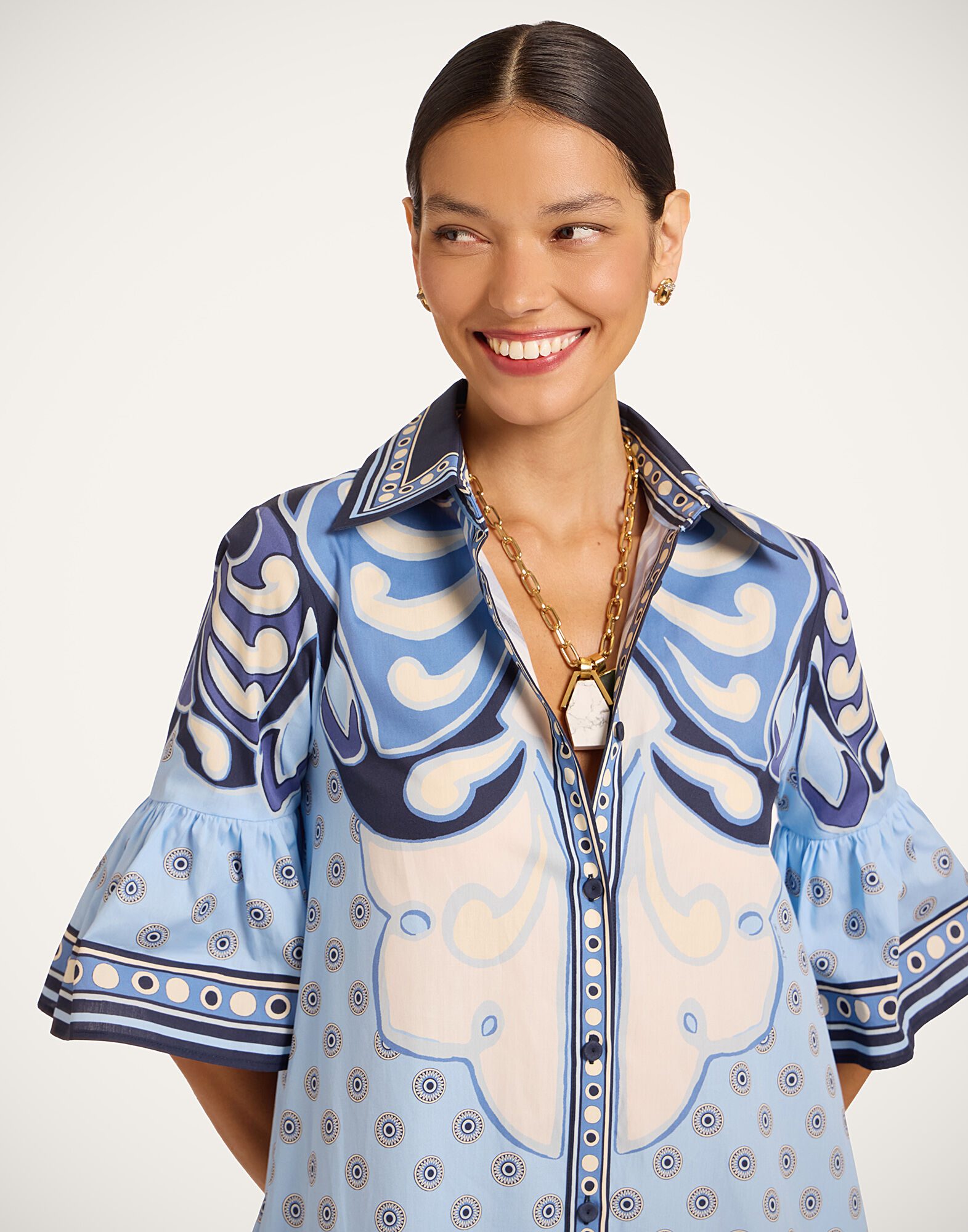 La DoubleJ Choux Dress Cocoon Plac&eacute;e Blue DRE0205COT097COC02BU03