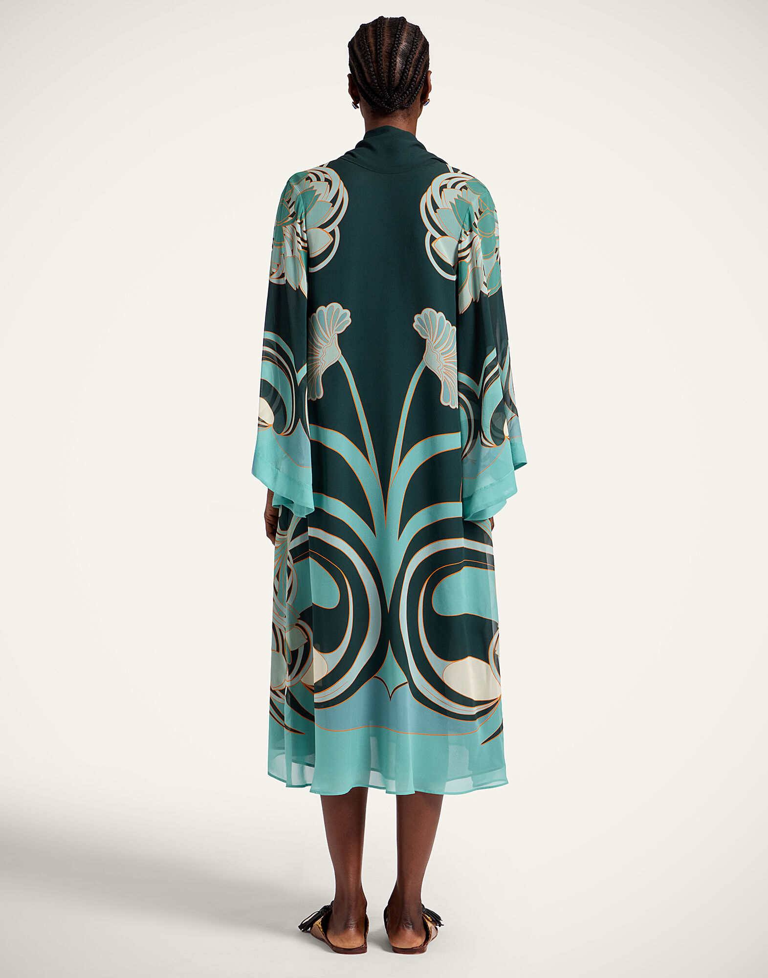 La DoubleJ Magnifico Midi Dress Blooming Tulip Plac&eacute;e Dark Green DRE0788SIL028BTU01GR03