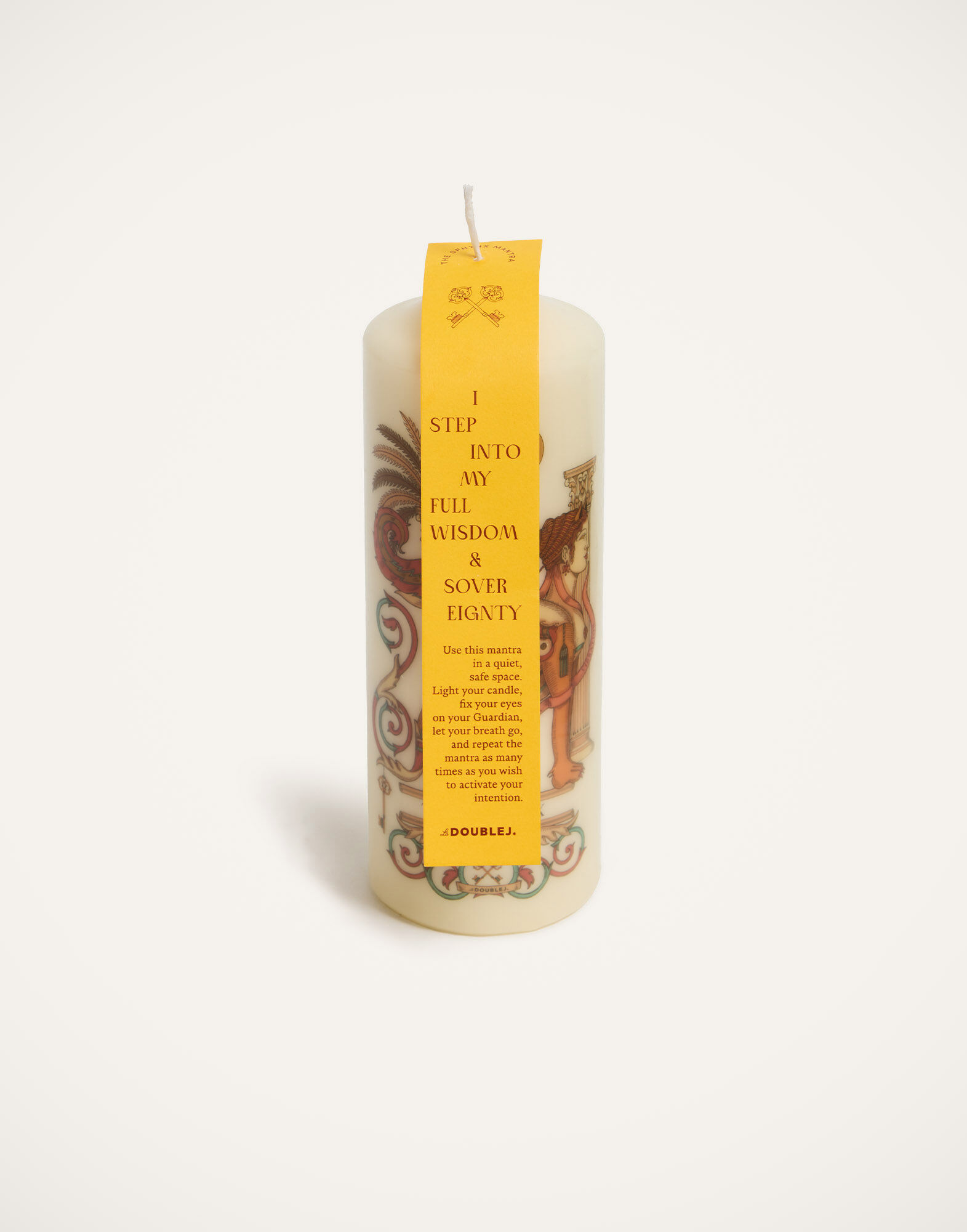 La DoubleJ Printed Pillar Candle The Sphynx Multicolor CAN0011WAX001SPX01MU01