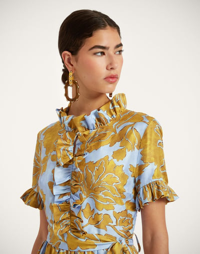 la double j short and sassy dress LA DOUBLEJ Mini Swing cotton-blend jacquard mini dress