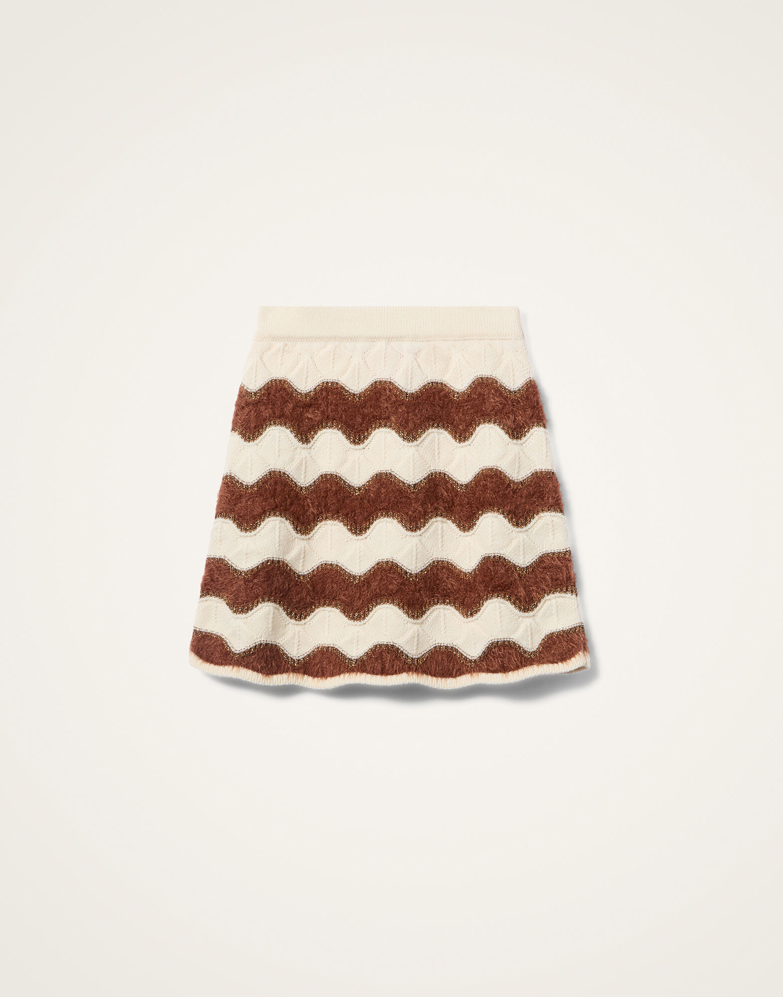 La DoubleJ Hang Ten Skirt Color Block White & Brown SKI0182KNI183VA428WH01