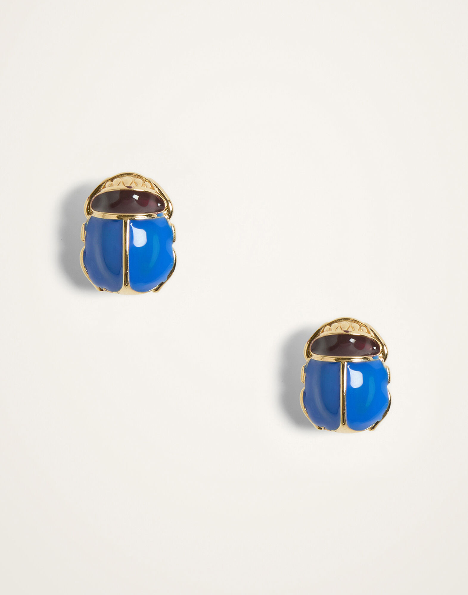 La DoubleJ Khepri Studs 24K Gold Plate & Blue Enamel EAR0071BRA008SOLIDBU03