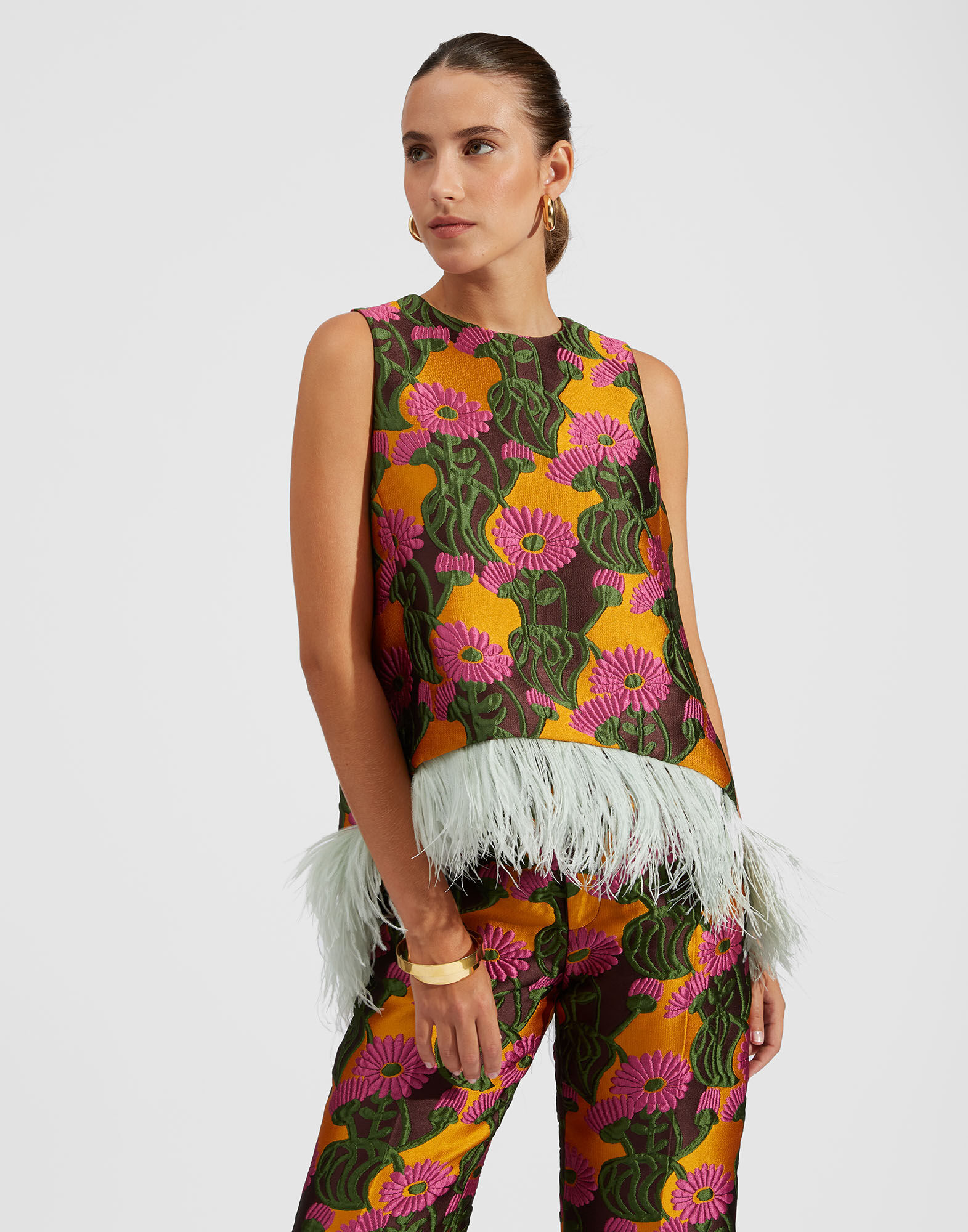 La DoubleJ La Scala Top (With Feathers) Orange Gerber TOP0013JAC036GER0005