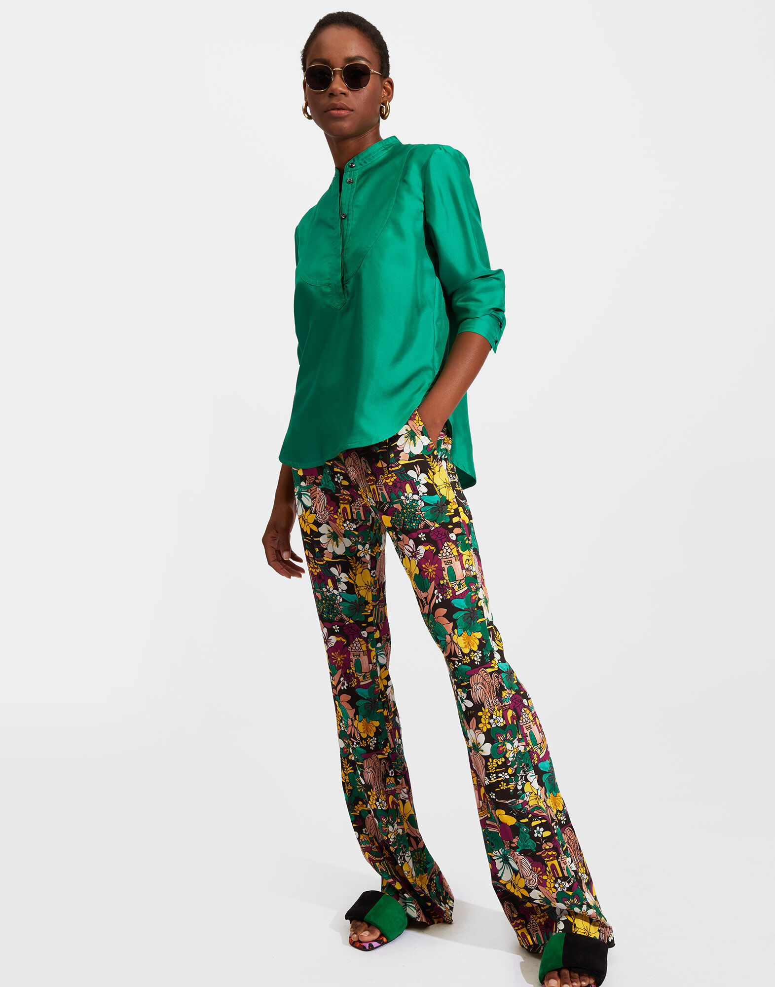 La DoubleJ Portofino Shirt Solid Green SHI0046SIL001GRE0013