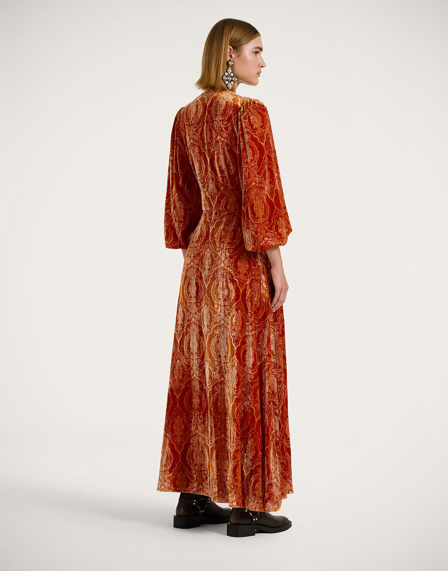 La DoubleJ Long Camerino Dress Banquet Orange DRE0585DEV003BQT03OR02