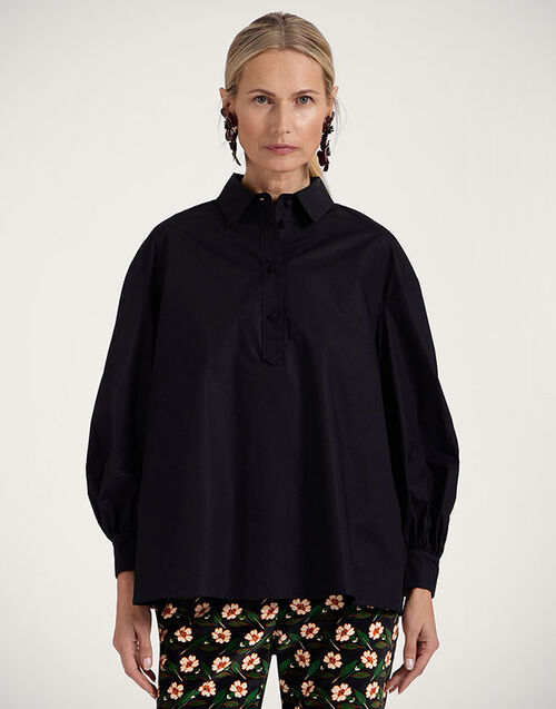 La DoubleJ Poet Shirt Solid Black SHI0055COT001BLA0001