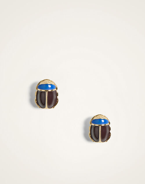 La DoubleJ Khepri Studs 24K Gold Plate & Blue Enamel EAR0071BRA008SOLIDBU03