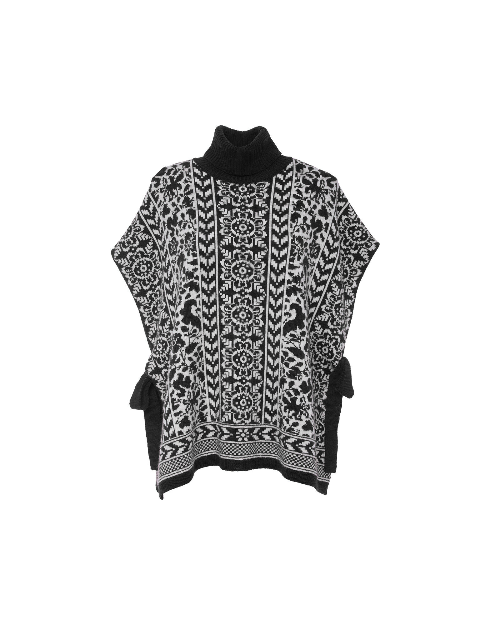 La DoubleJ High Neck Poncho Black / White PUL0098KNI060VAR0167