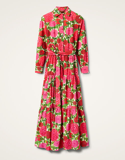 La DoubleJ Bellini Dress Pink Dahlias DRE0016COT001DAH0001