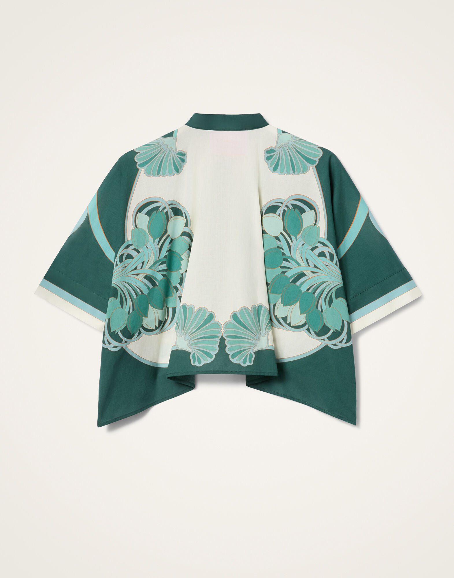 La DoubleJ Mini Foulard Shirt Blooming Tulip Plac&eacute;e Mint SHI0091COT056BTU01GR11