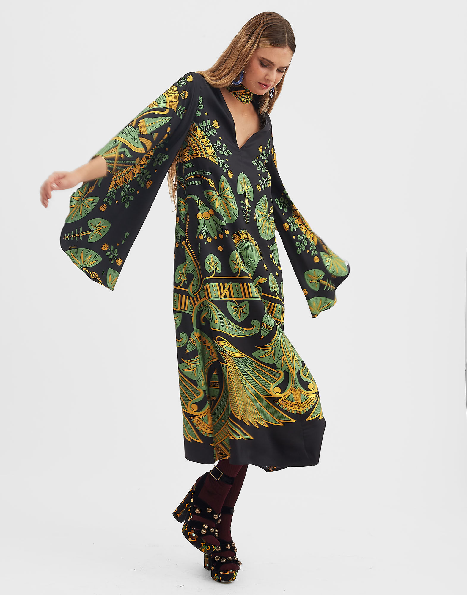 La DoubleJ Magnifico Midi Dress The Nile Plac&eacute;e Black DRE0612SIL001NIL01BL01