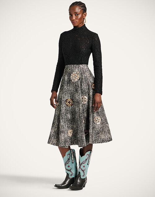 La DoubleJ Dolce Vita Skirt Solid Black & White SKI0175EMB116NUC05BL03